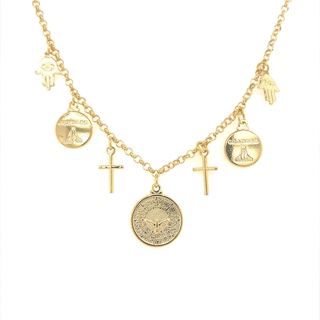 Multi Charm Choker - Gold Filled