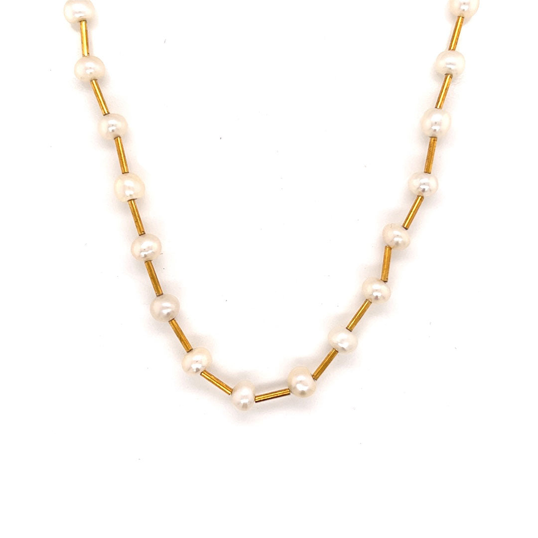 18" Gold Plated Pearl Necklace