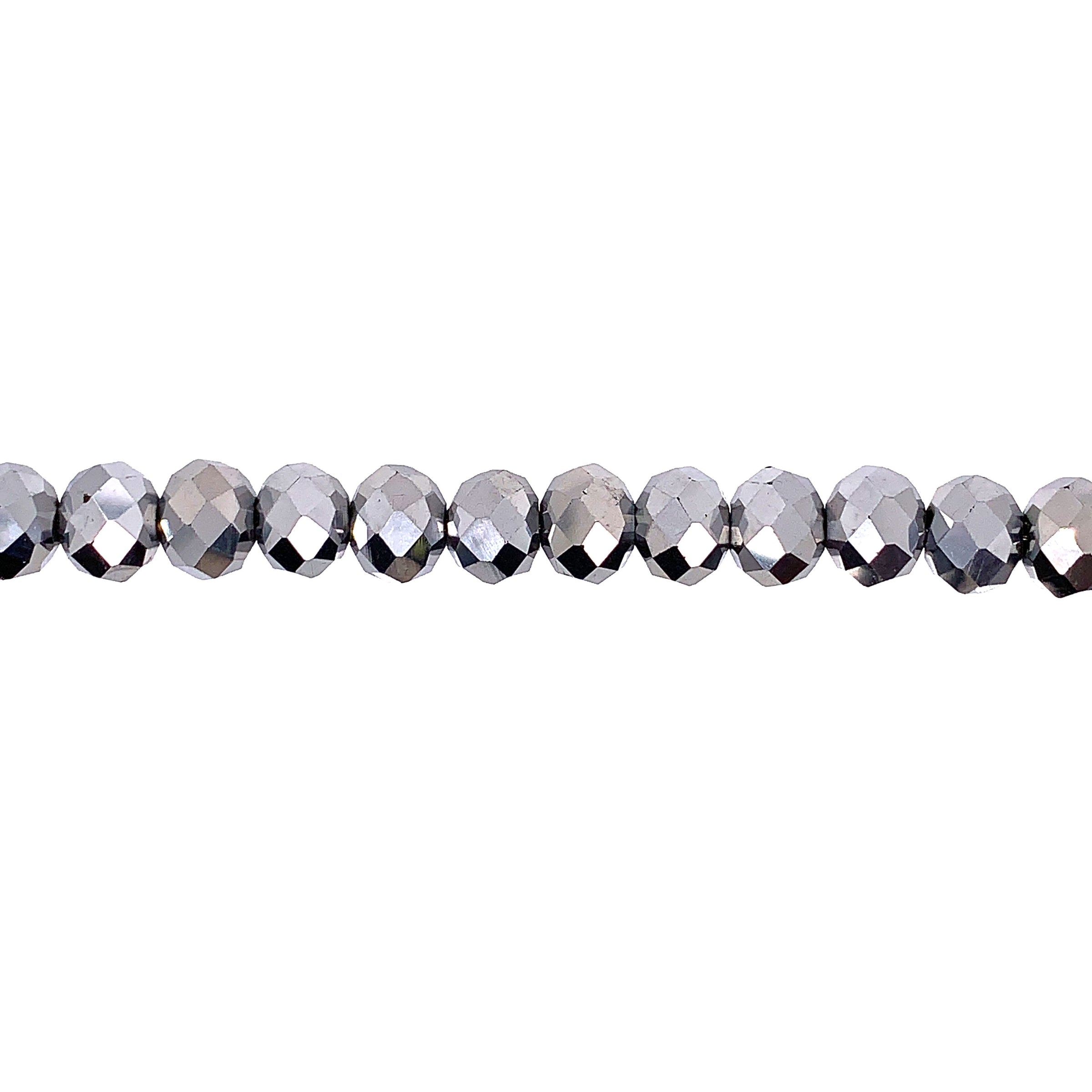 6x8mm Silver Crystal - Rondelle