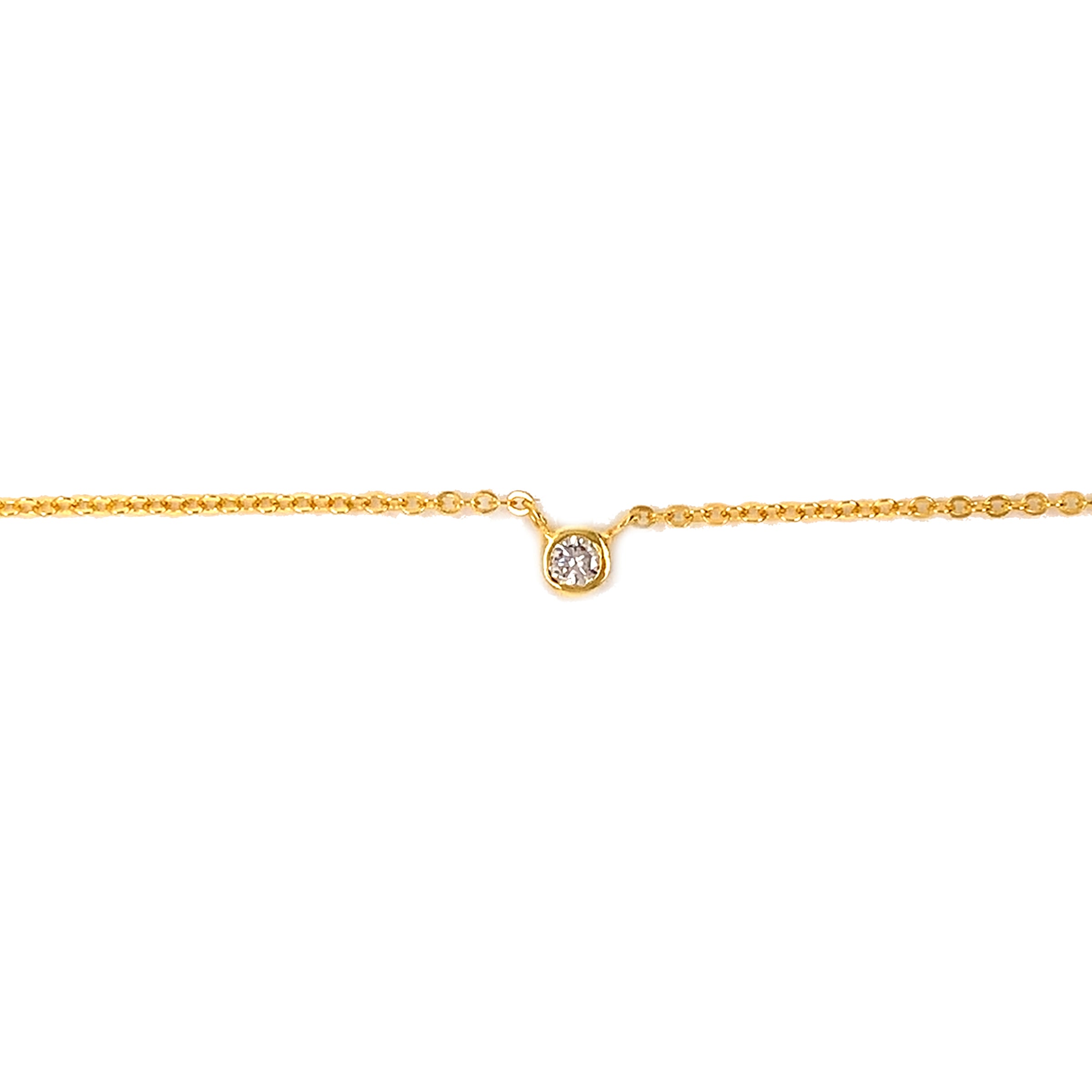 16" Sterling Silver Necklace with CZ Accent with 2" Extension - Gold Plated