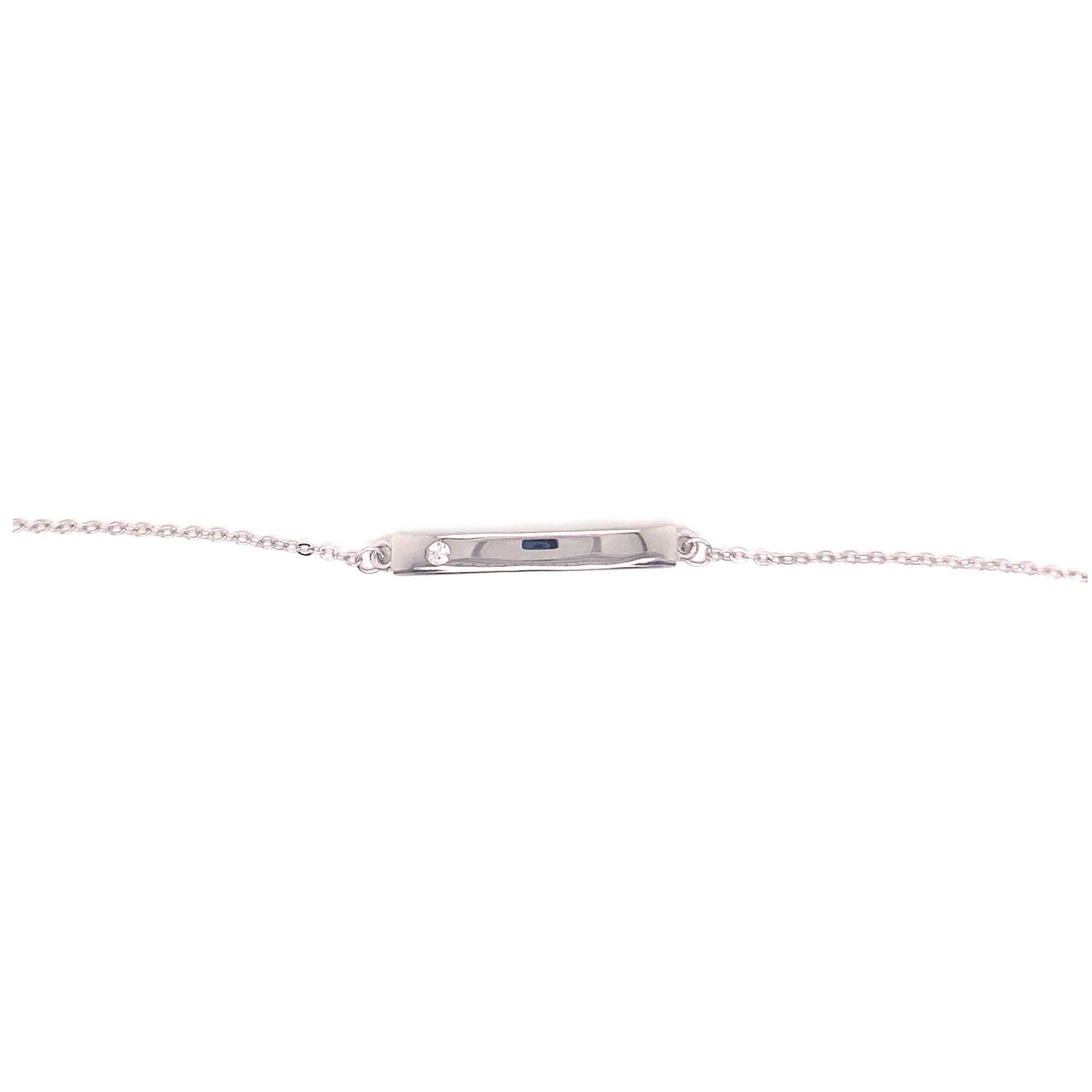 CZ Engraveable Bar Chain Bracelet - Silver Plated