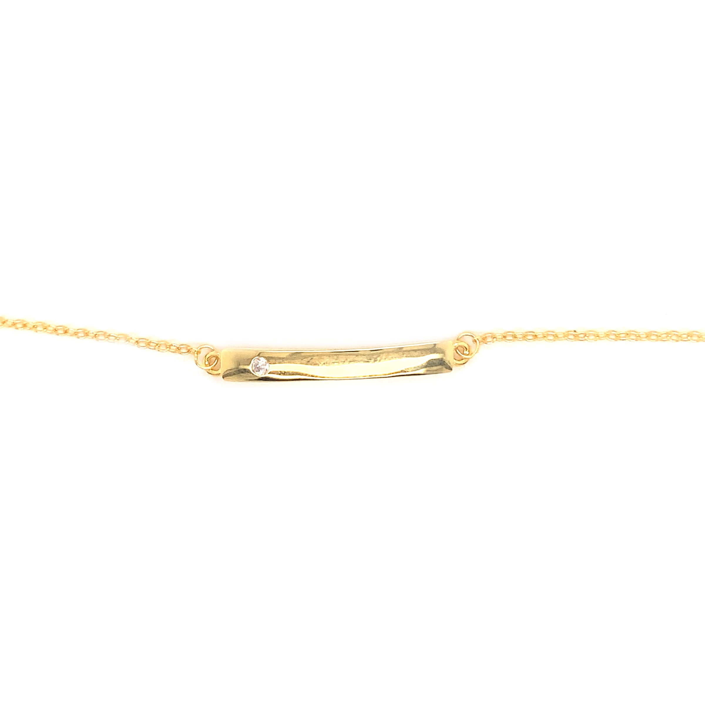 CZ Engraveable Bar Chain Bracelet - Gold Plated