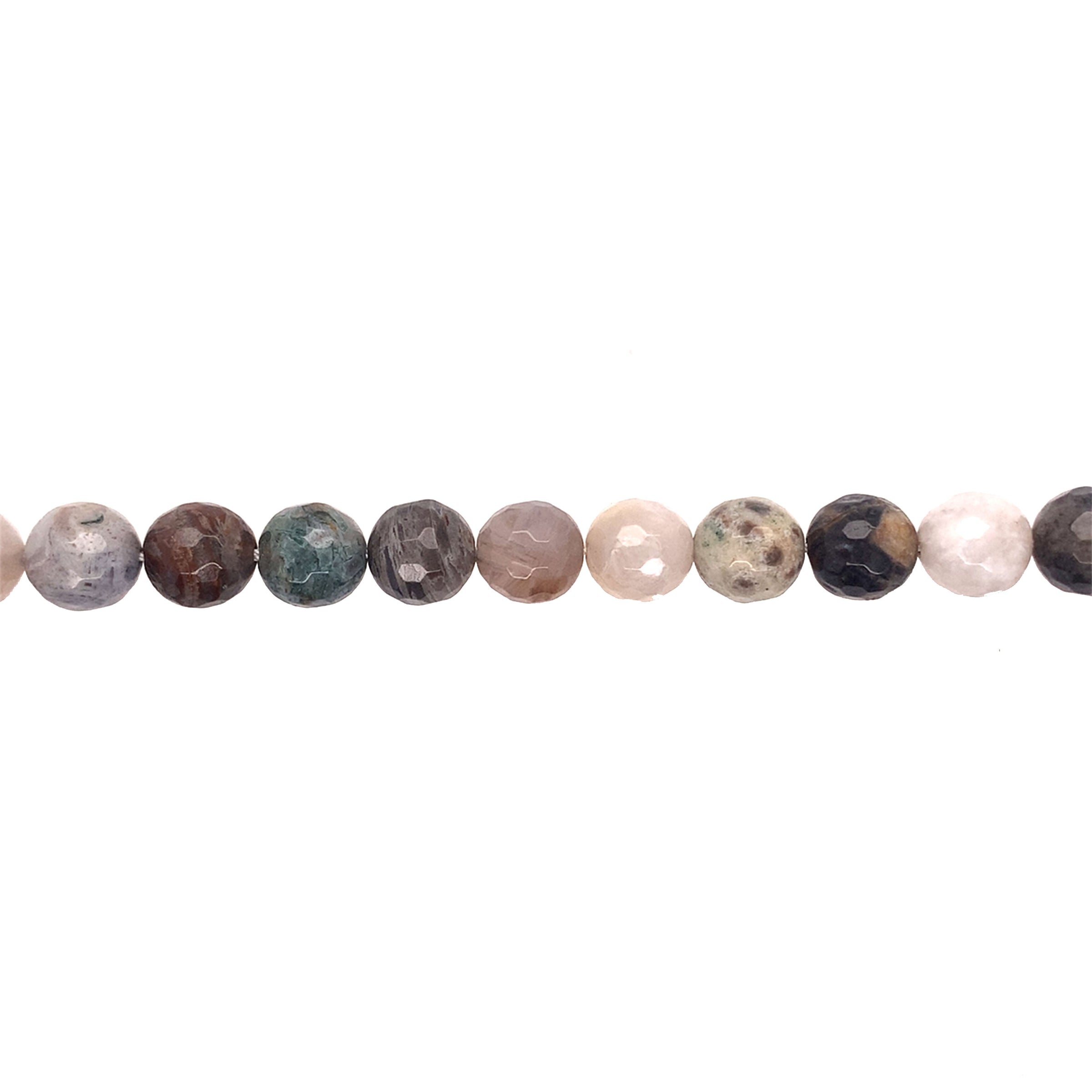 Bamboo Leaf Jasper Faceted Beads 10mm