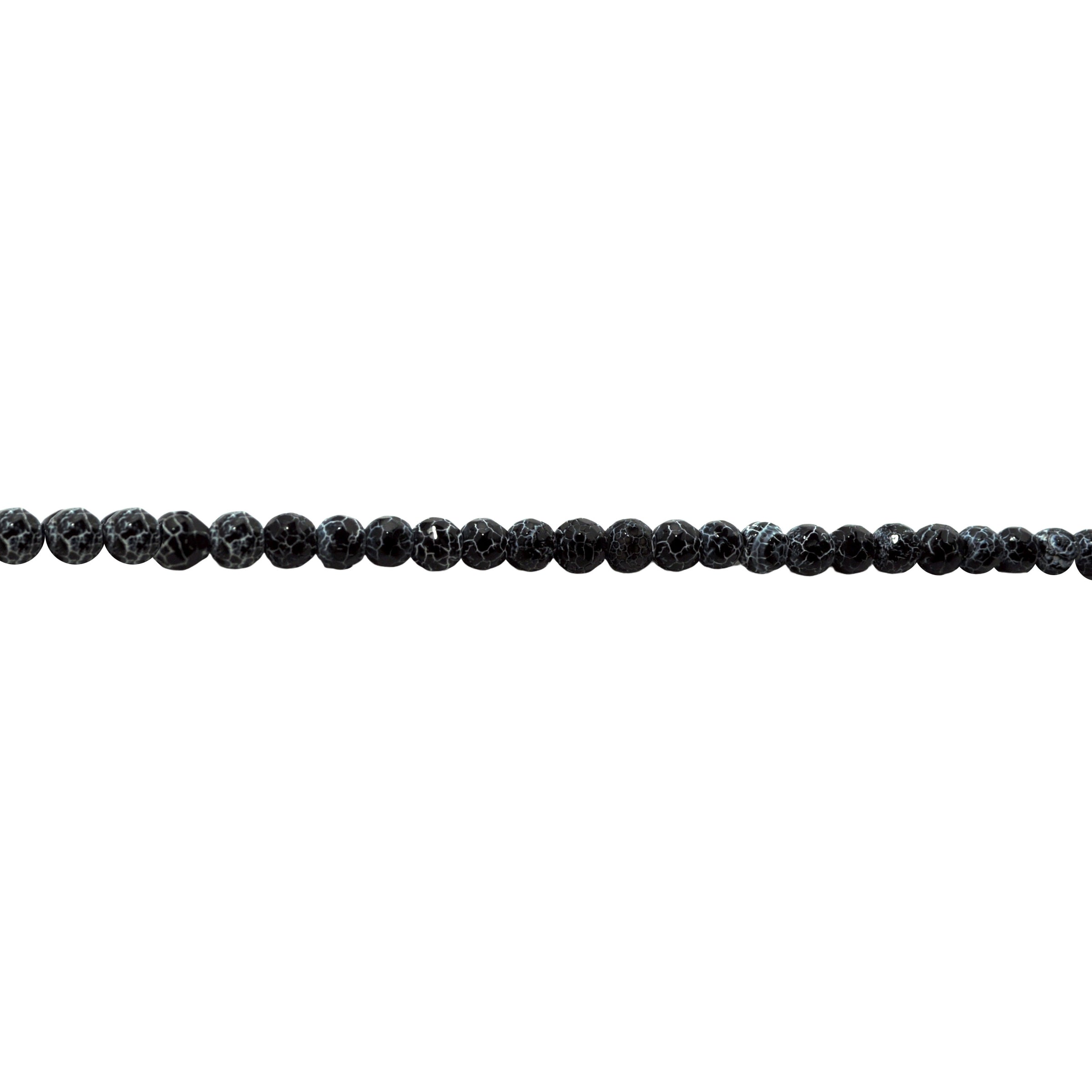Black Cracked Agate 6mm - Gold Filled