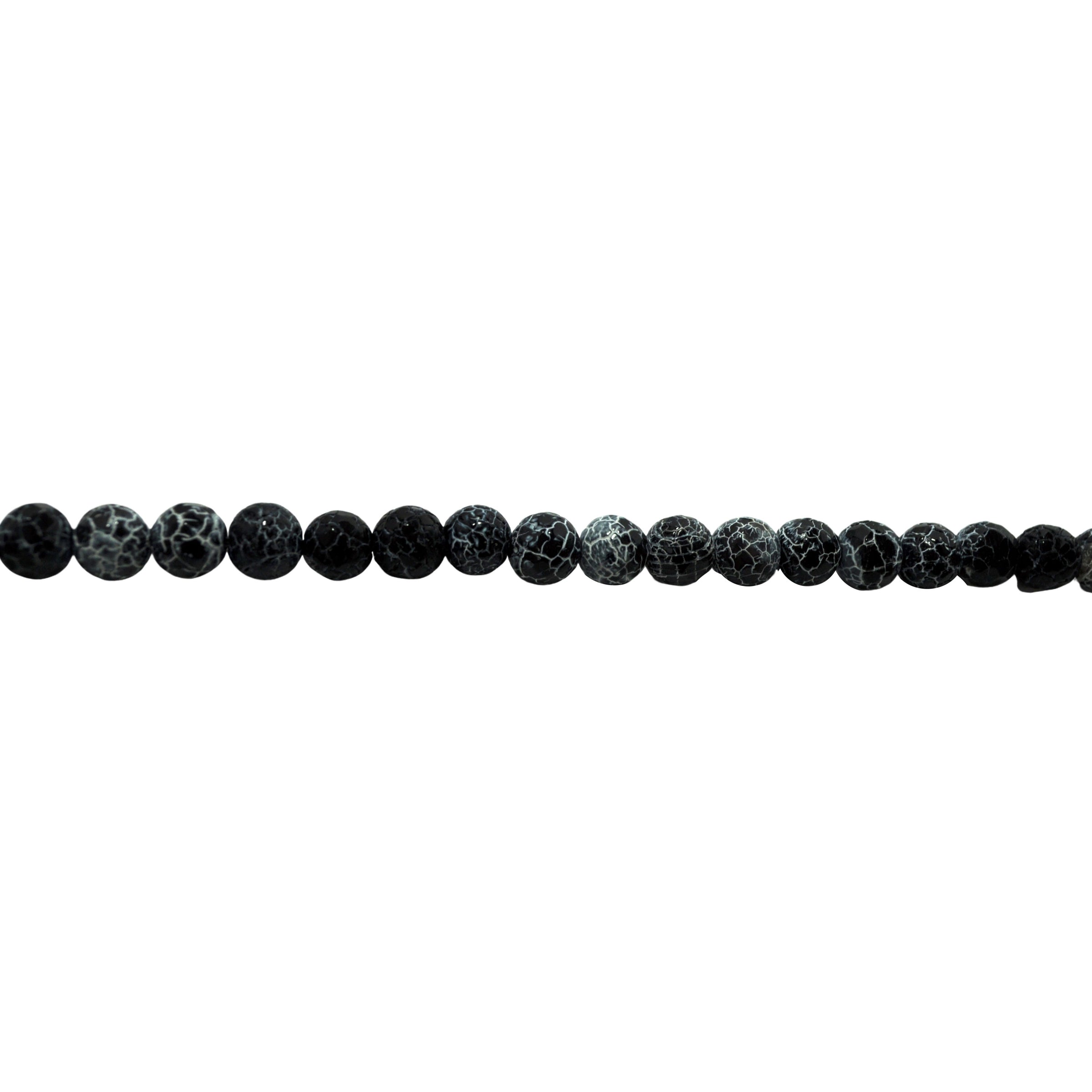 Black Cracked Agate 8mm - Gold Filled
