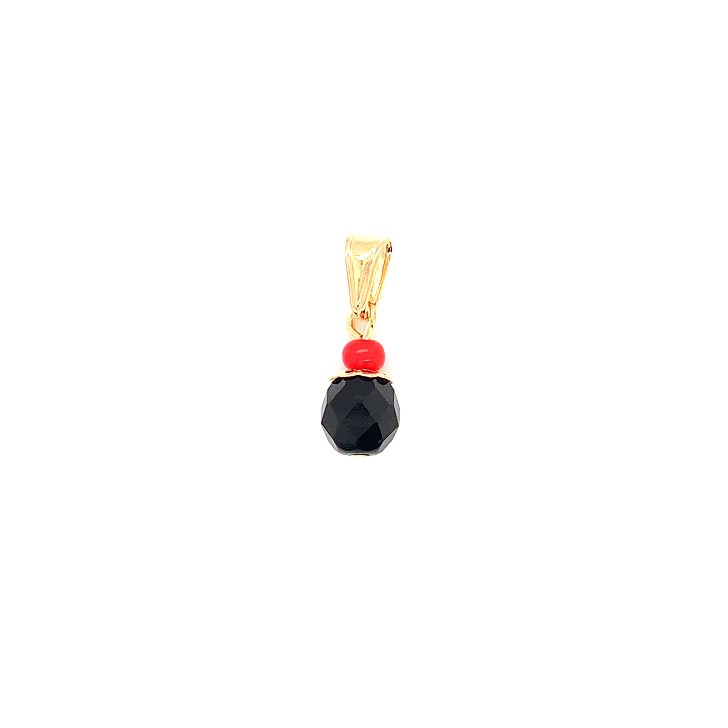 Black Crystal Pendant 8mm - Gold Filled