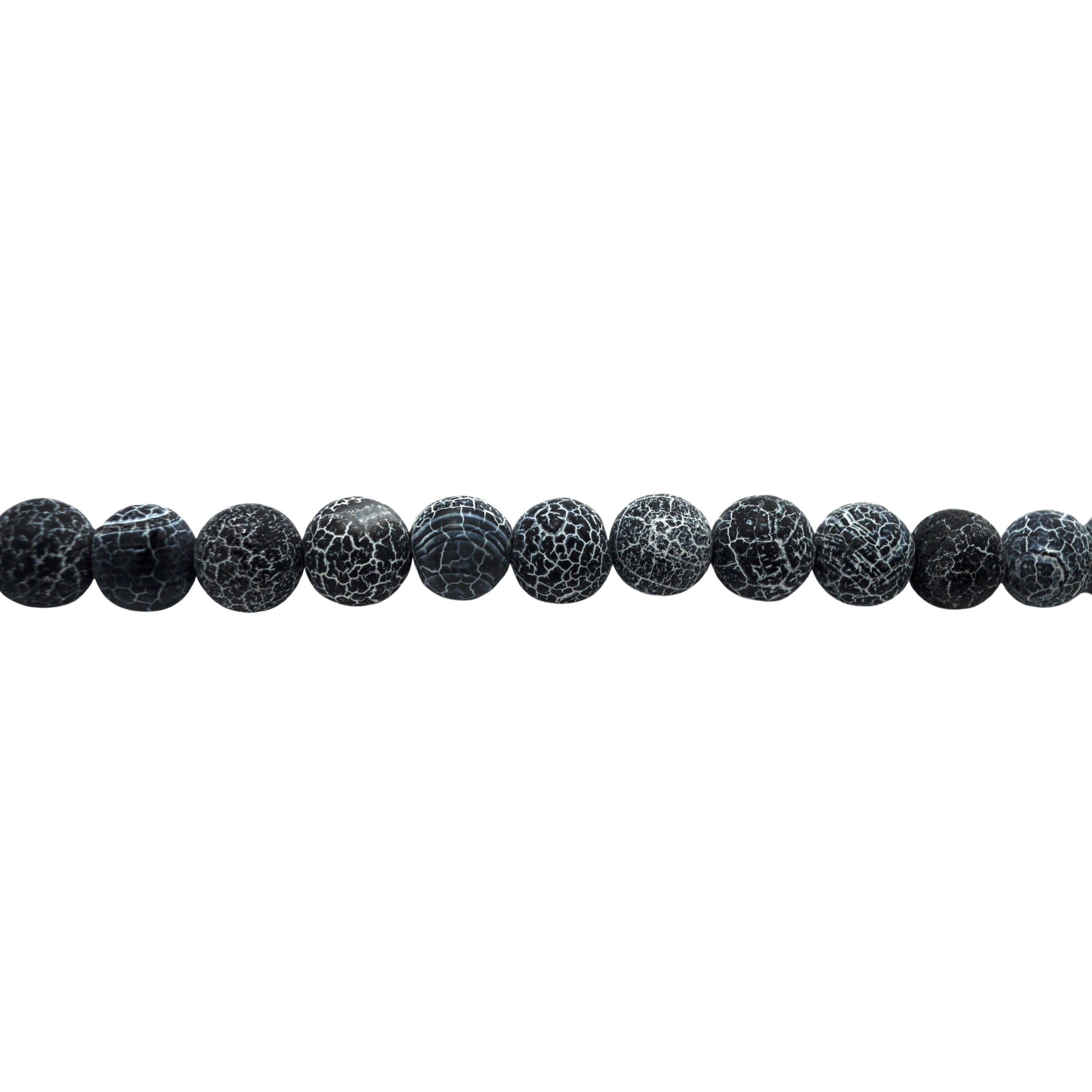 Black Frosted Cracked Agate Beads 12mm