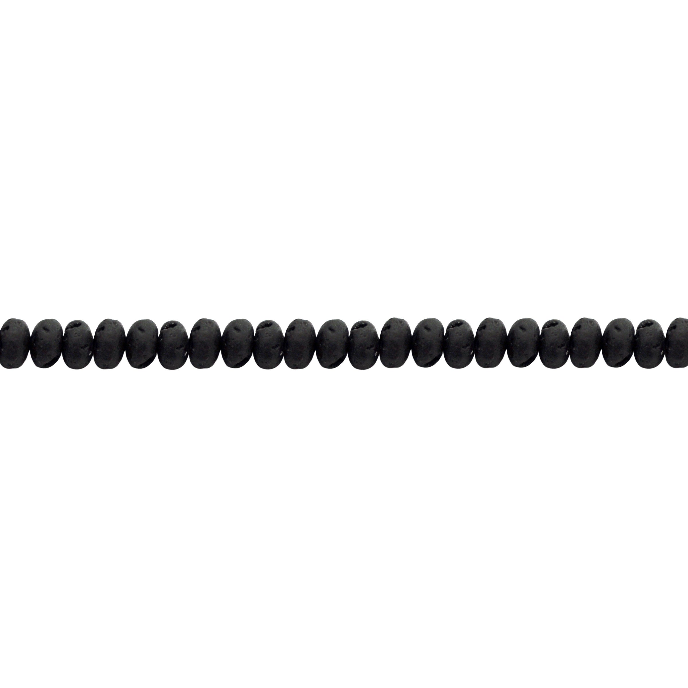 Black Lava Rondelle Beads