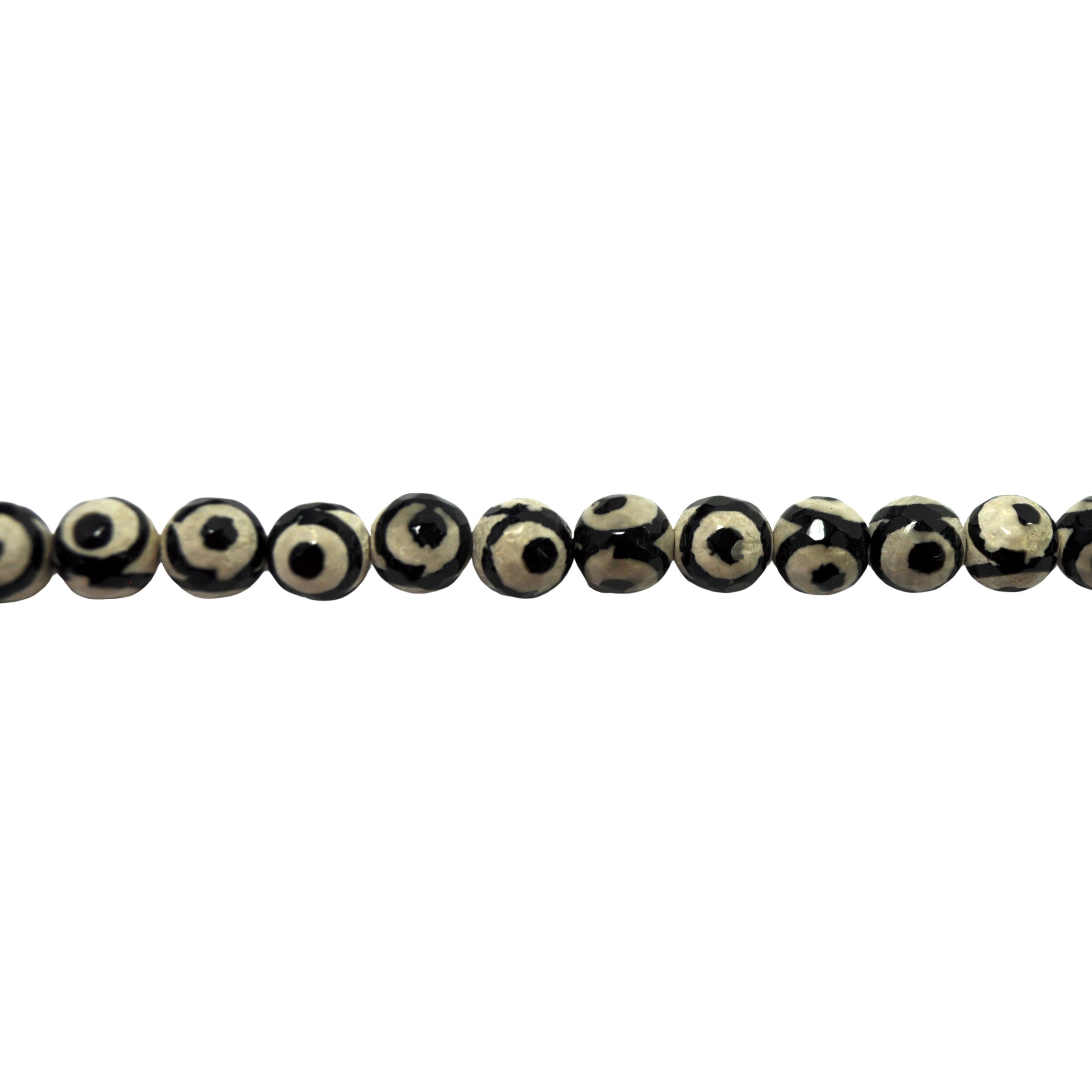 Black Spot Tibetan Agate Faceted Beads 12mm