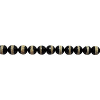 Black Striped Tibetan Faceted Agate Beads 12mm
