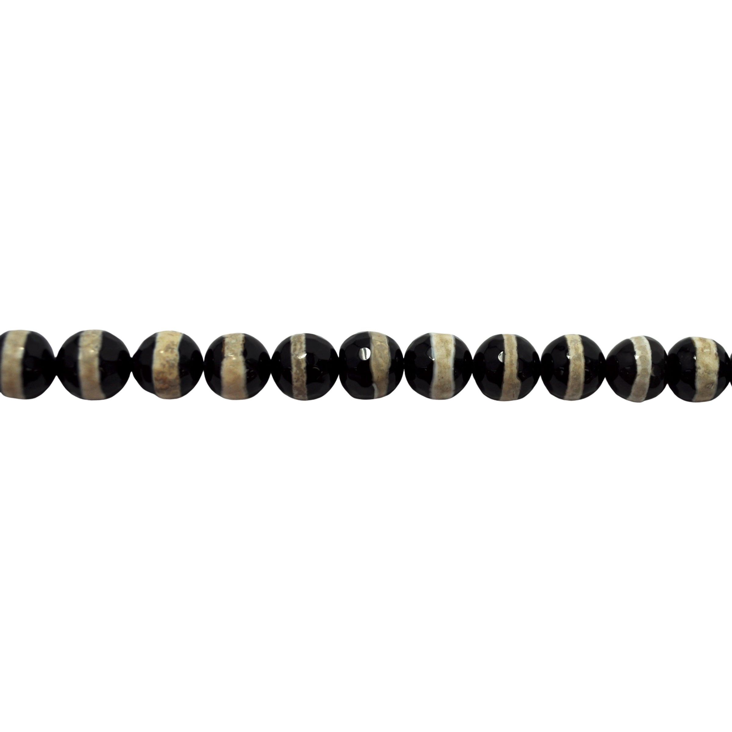 Black Striped Tibetan Faceted Agate Beads 12mm