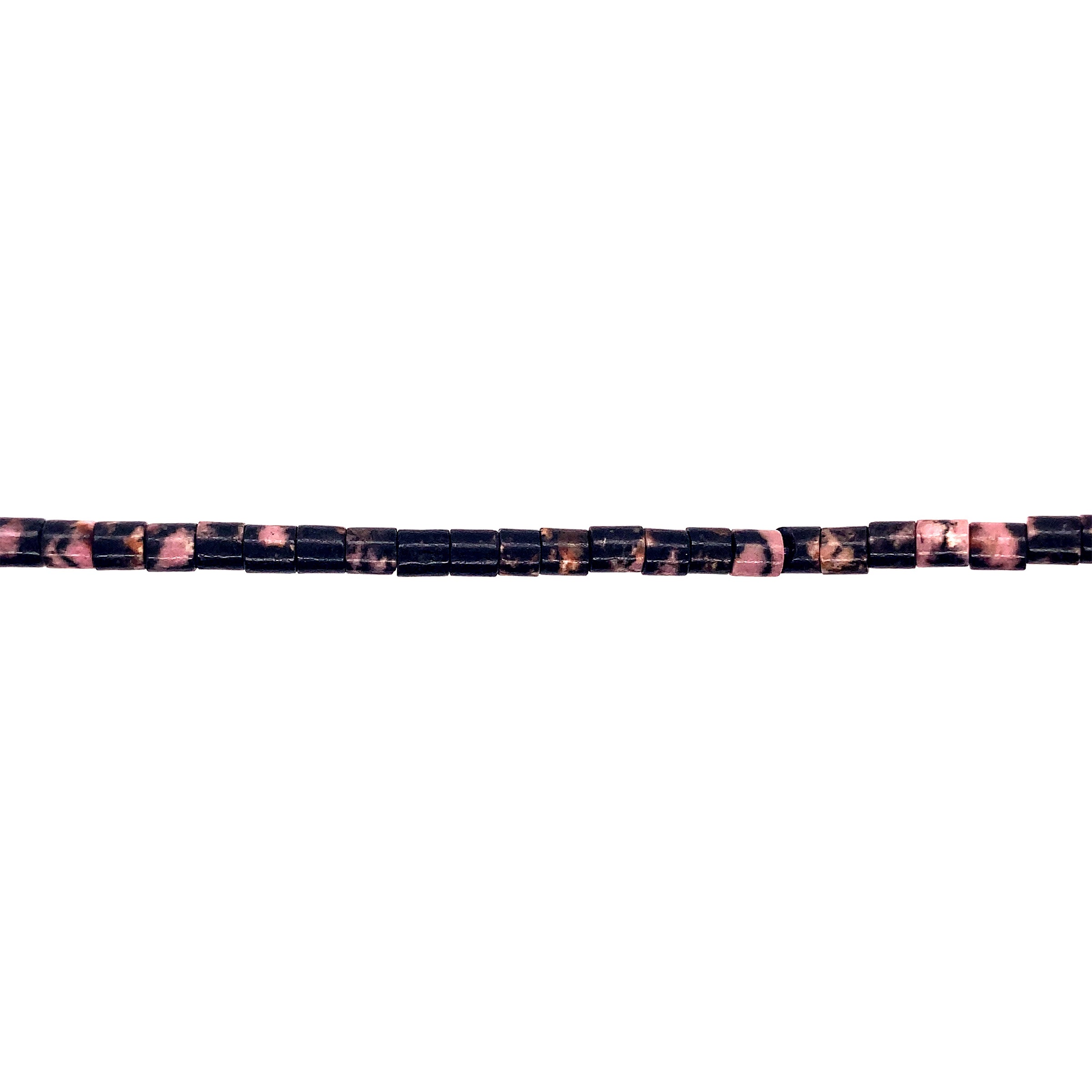 Black Veined Rhodonite Tube Beads