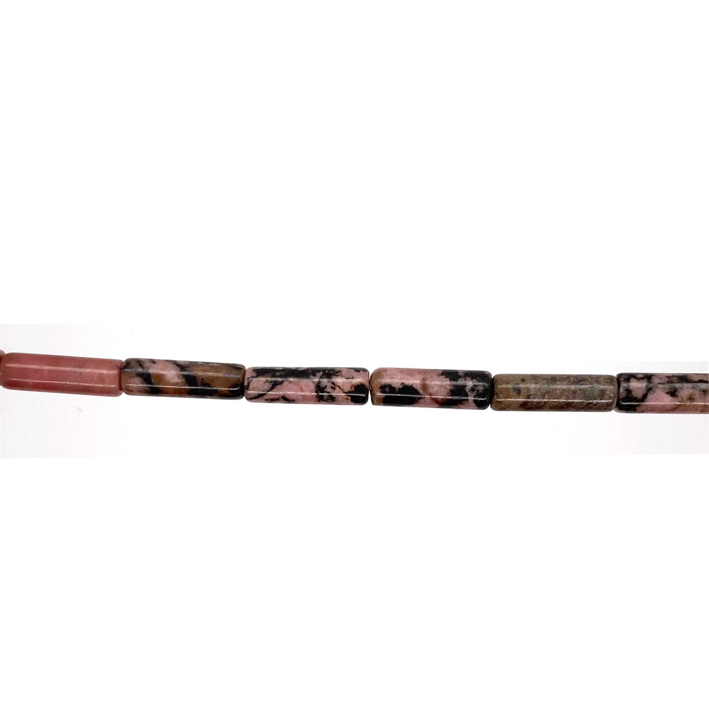 Black Veined Rhodonite Tube Beads 13mm