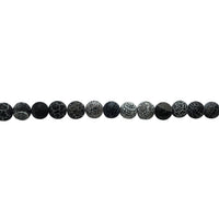 Black & White Frosted Cracked Agate - Round Beads 10mm
