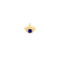 Blue CZ Evil Eye Charm 14mm - Gold Plated