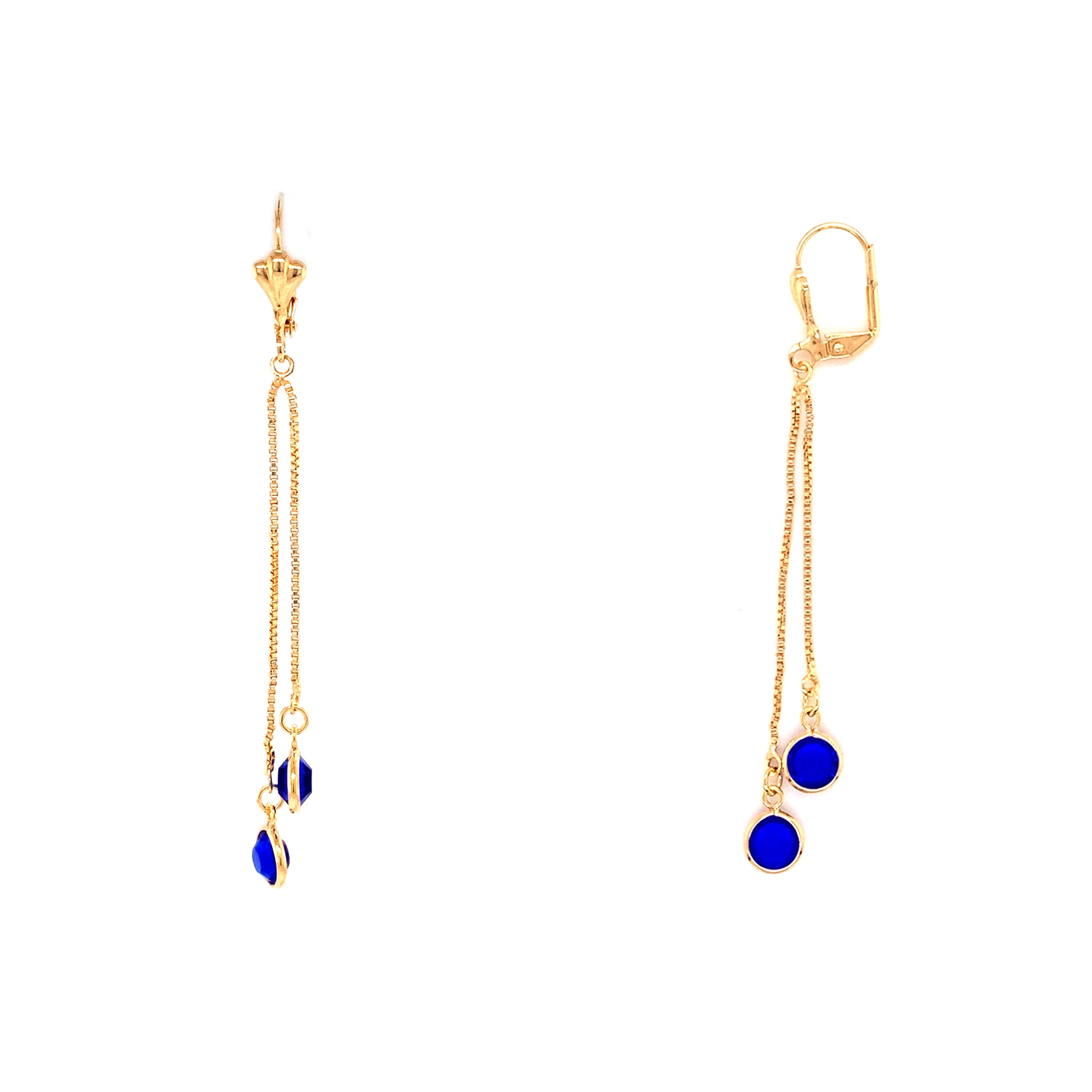 Blue Dangling Stone Earrings - Gold Filled