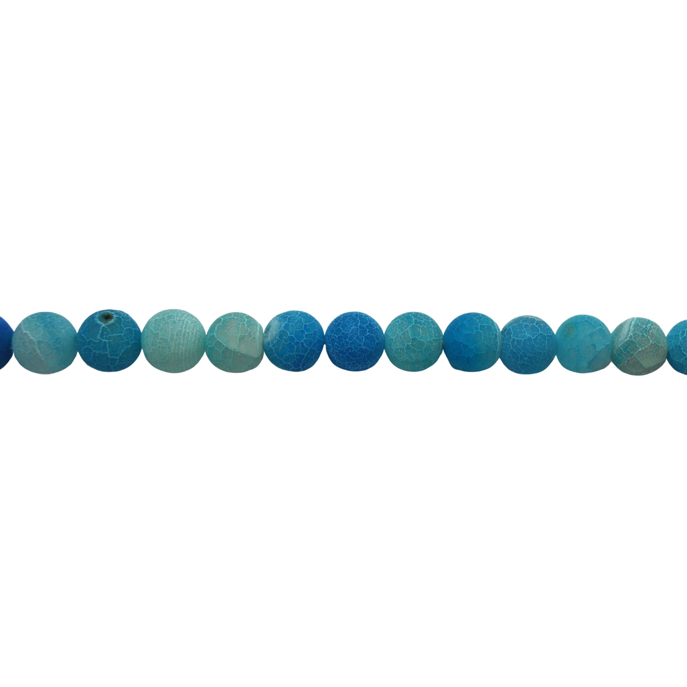 Blue Frosted Cracked Agate Beads 12mm