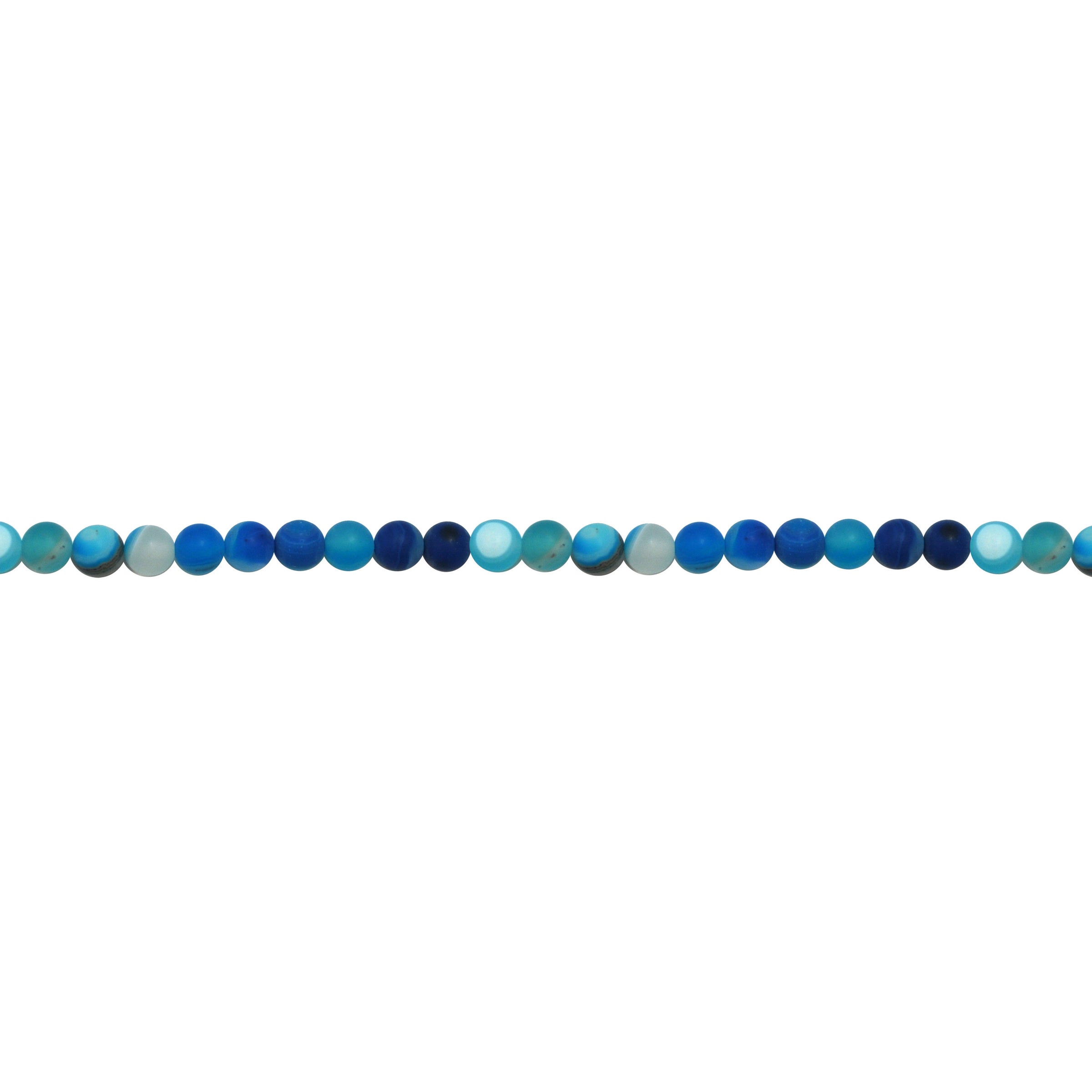 Blue Matte Banded Agate 6mm - Round