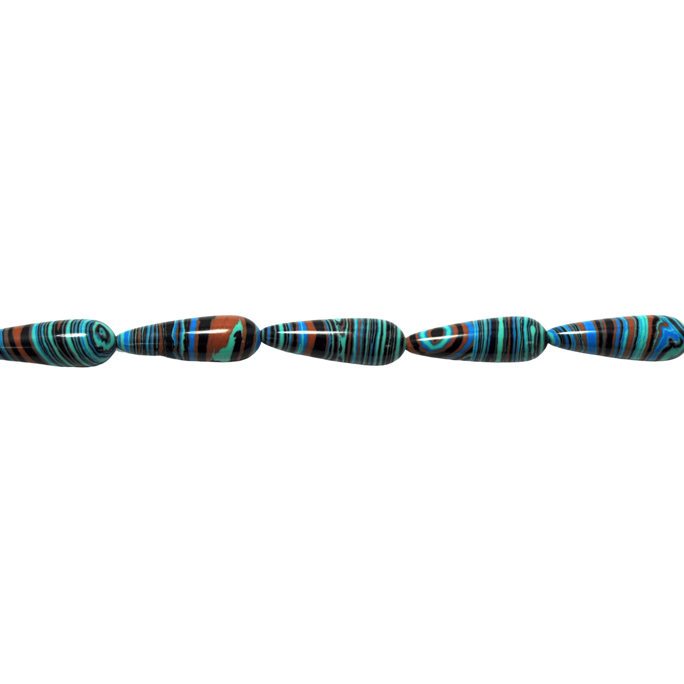 Blue Mosaic Turquoise Teardrop Beads 25mm