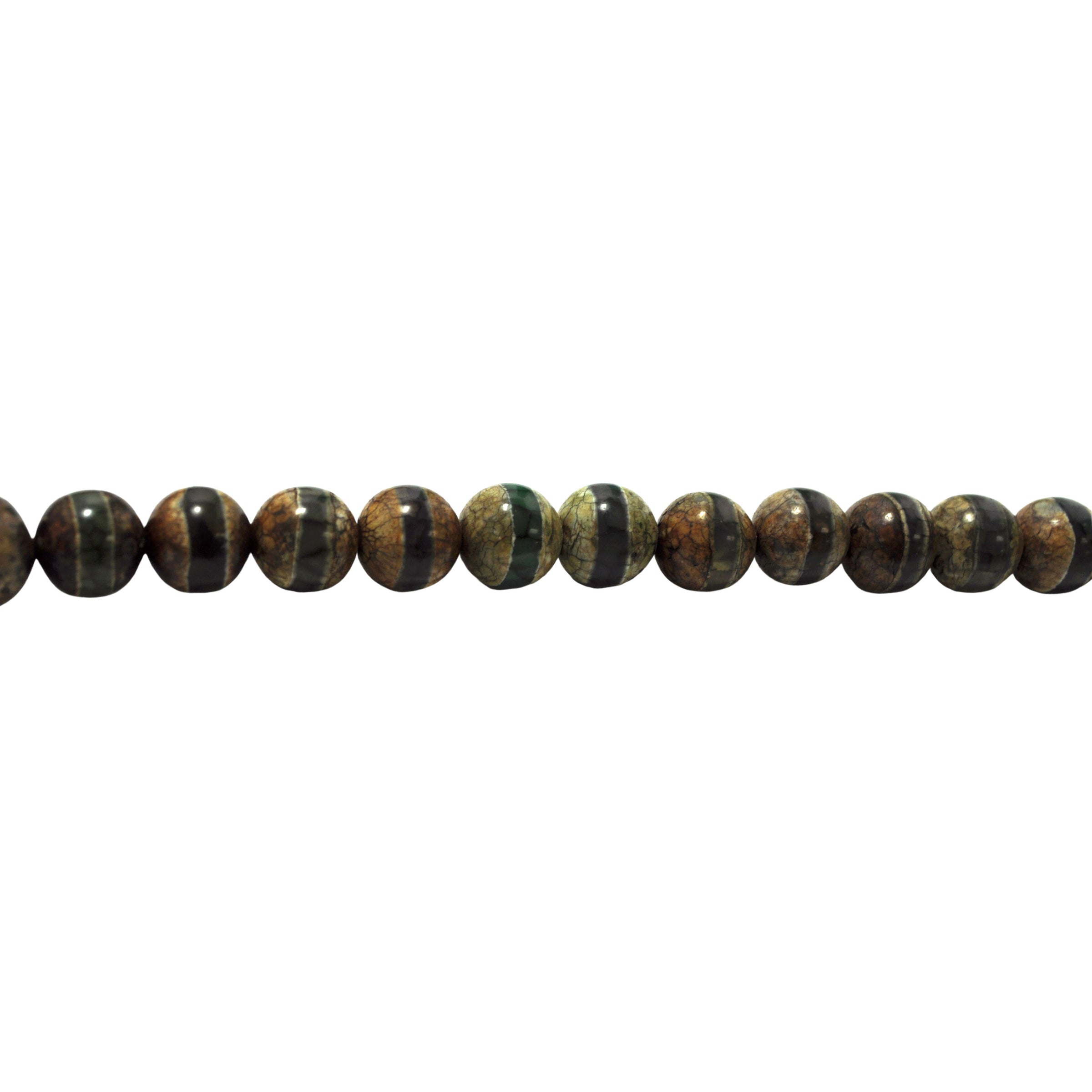 Brown Green Spotted Tibetan Agate 10mm - Round