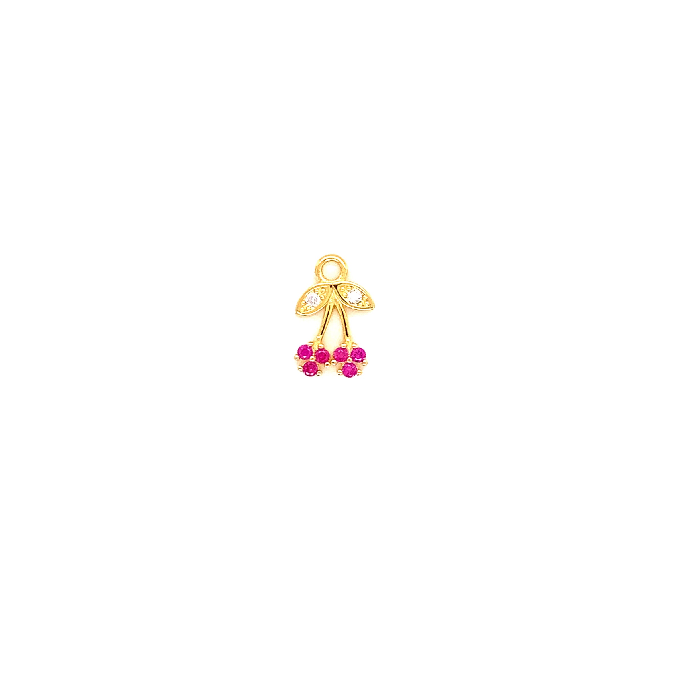 CZ Cherry Charm 8mm - Gold Plated