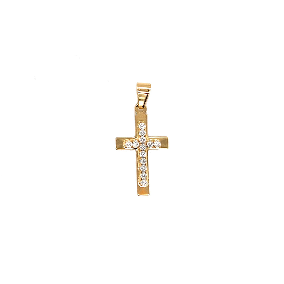 CZ Cross Pendant 24mm - Gold Filled