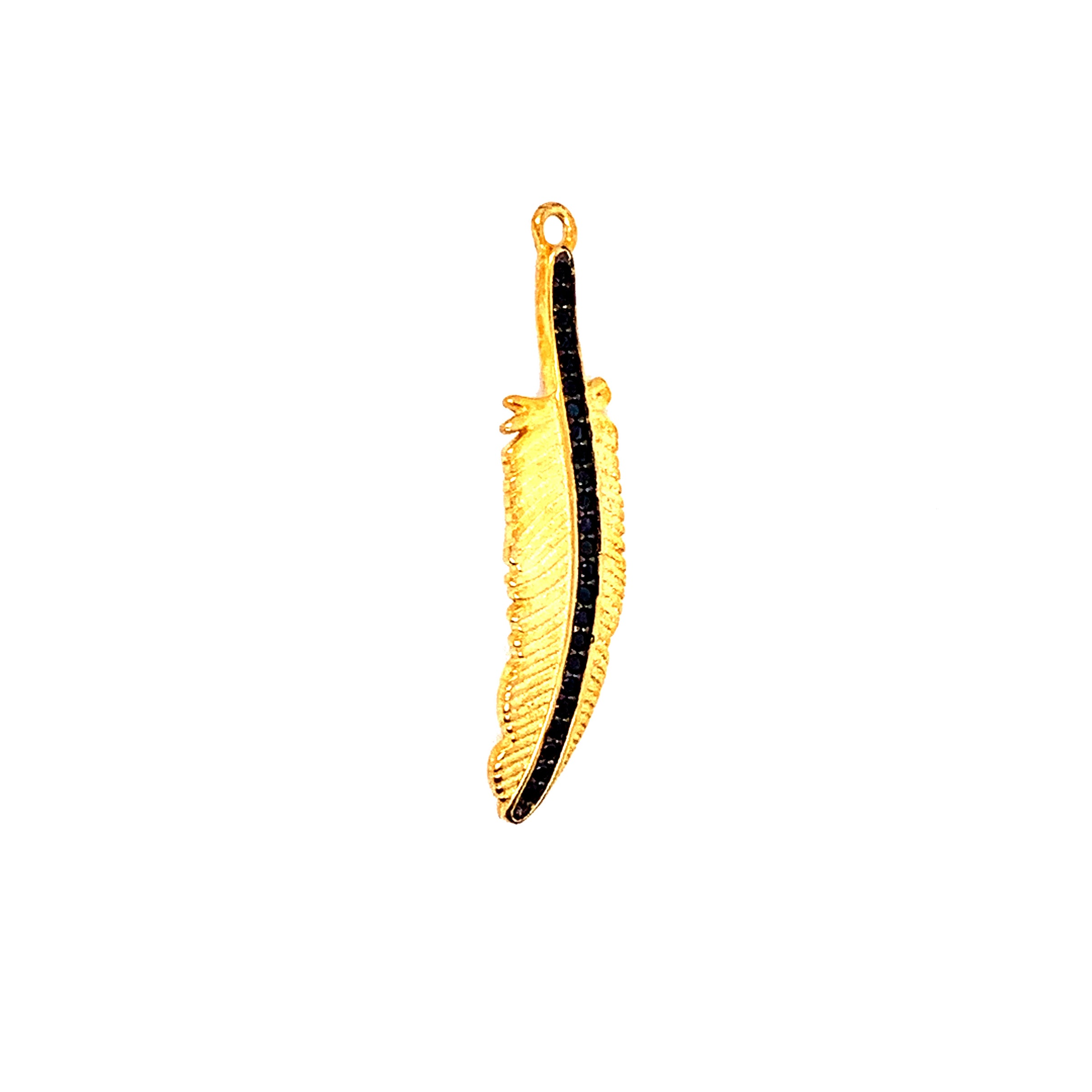 CZ Feather Charm 8mm - Gold Plated