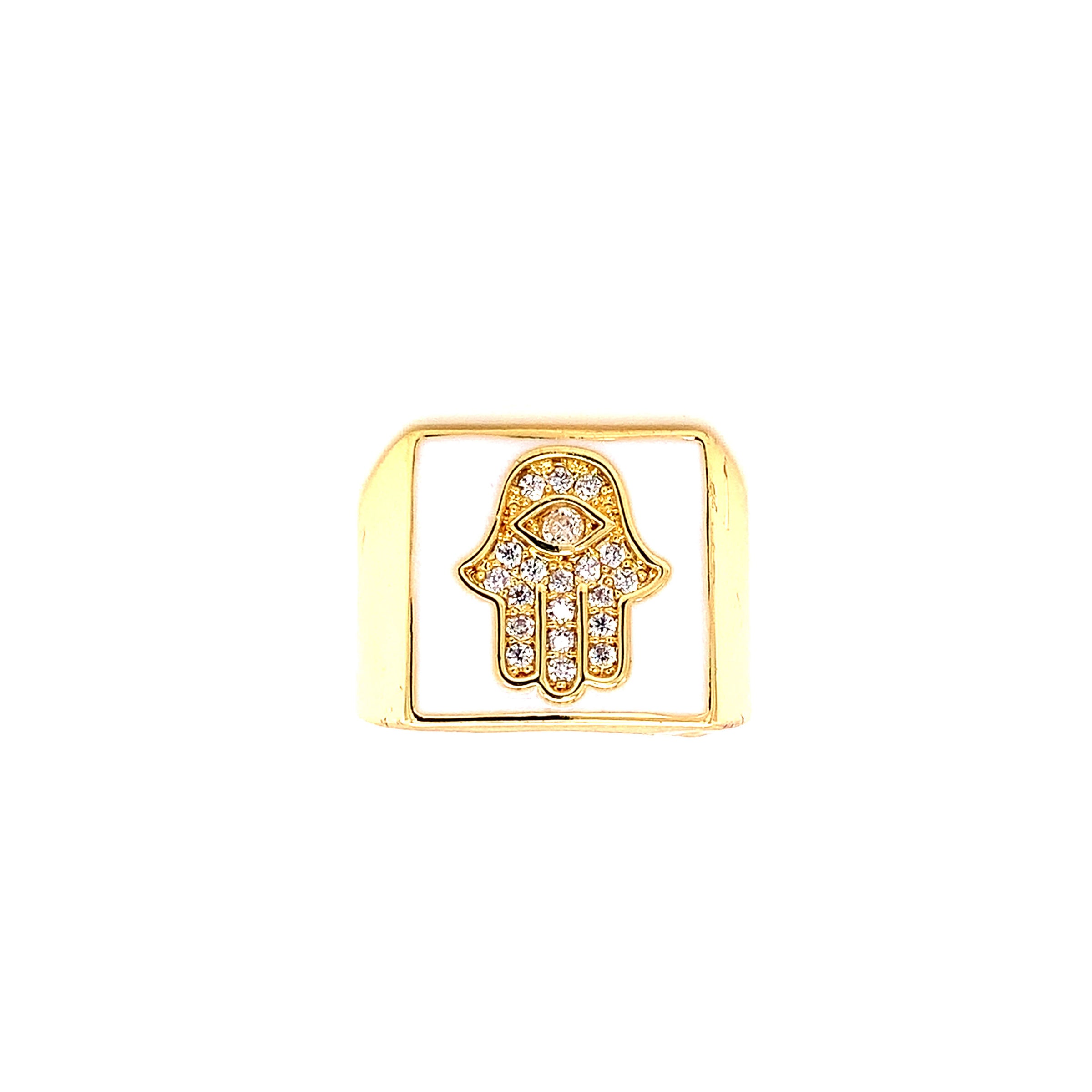 CZ Hamsa Signet Ring