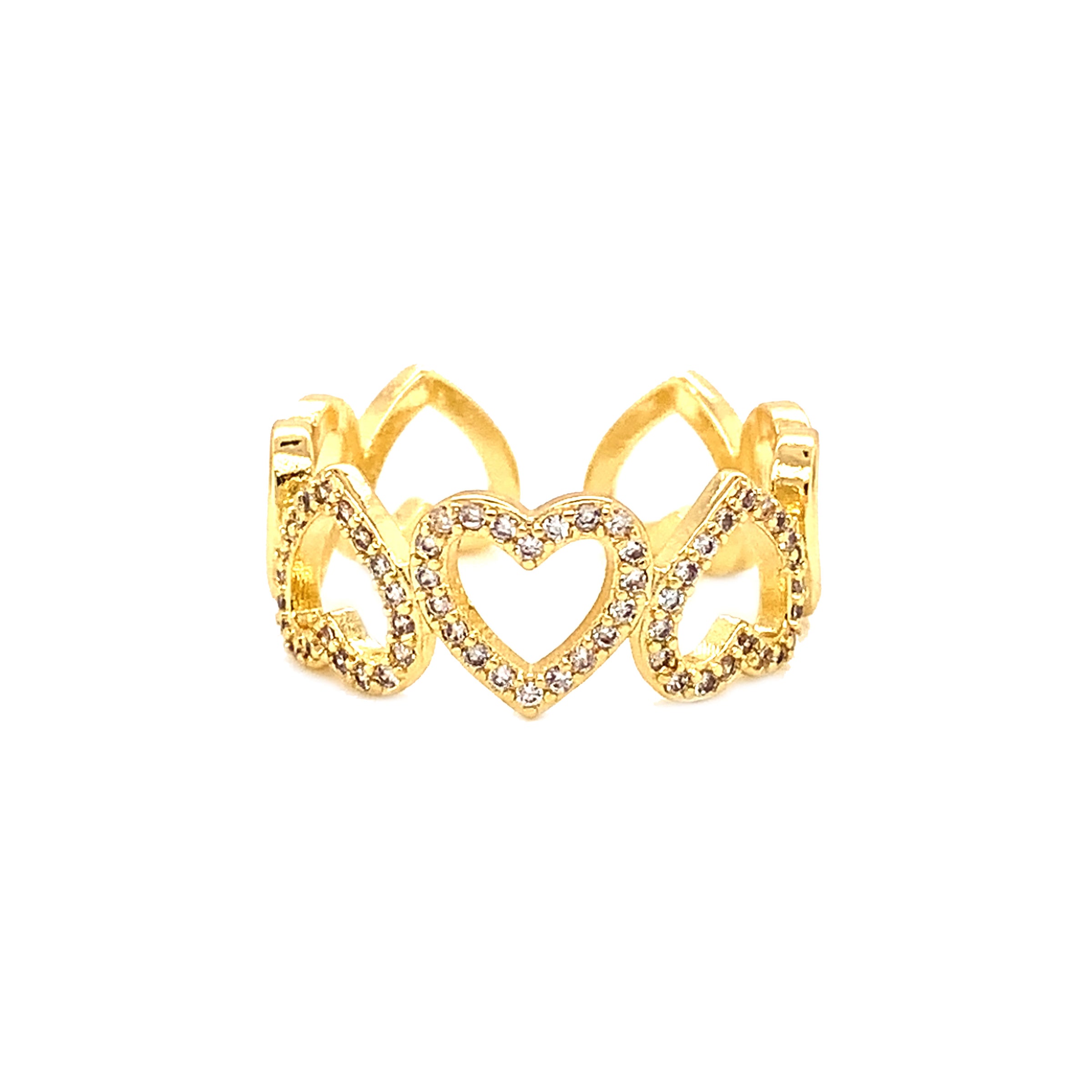 CZ Heart Outline Ring - Gold Plated
