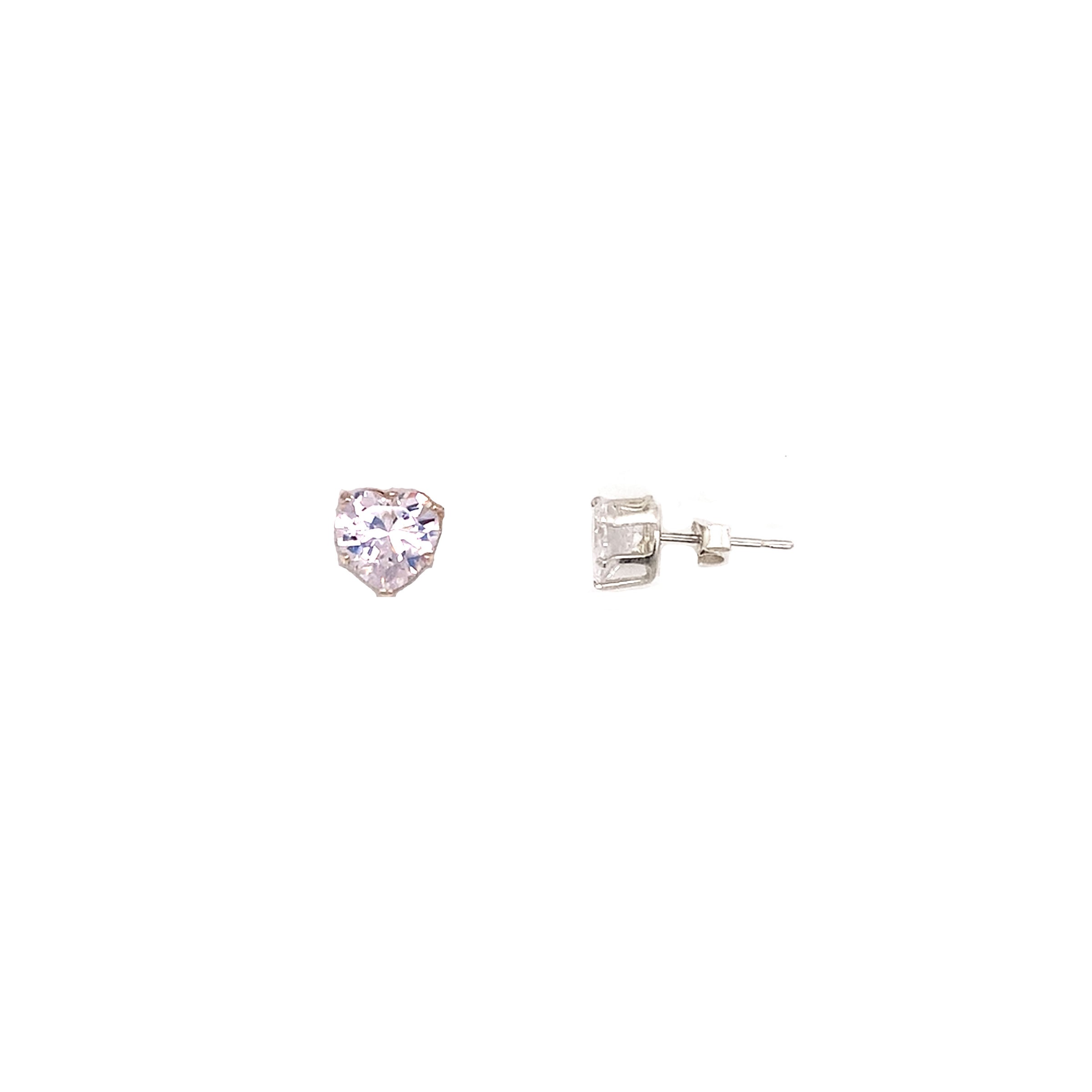 CZ Heart Shaped Studs 6mm