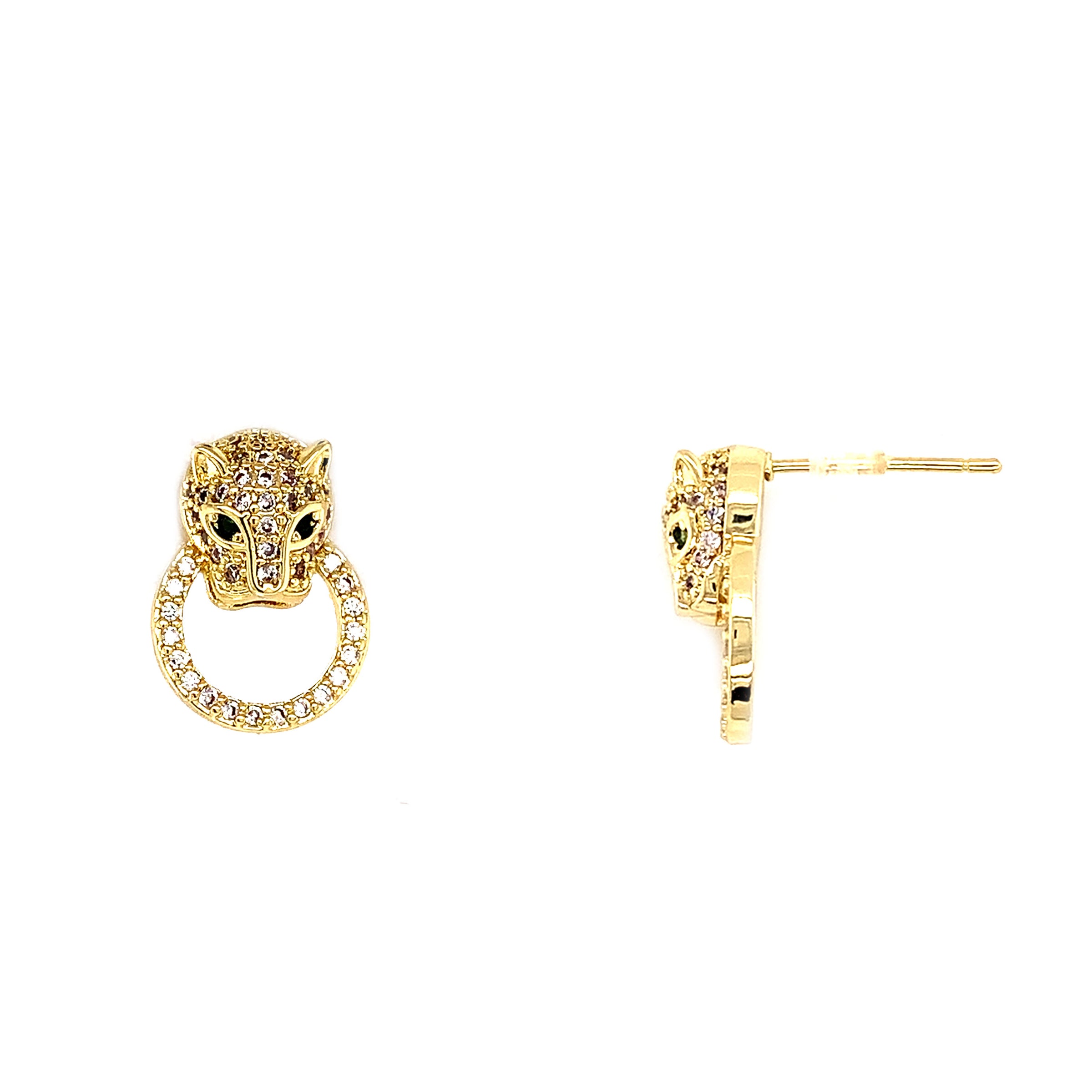 CZ Jaguar Studs - Gold Plated