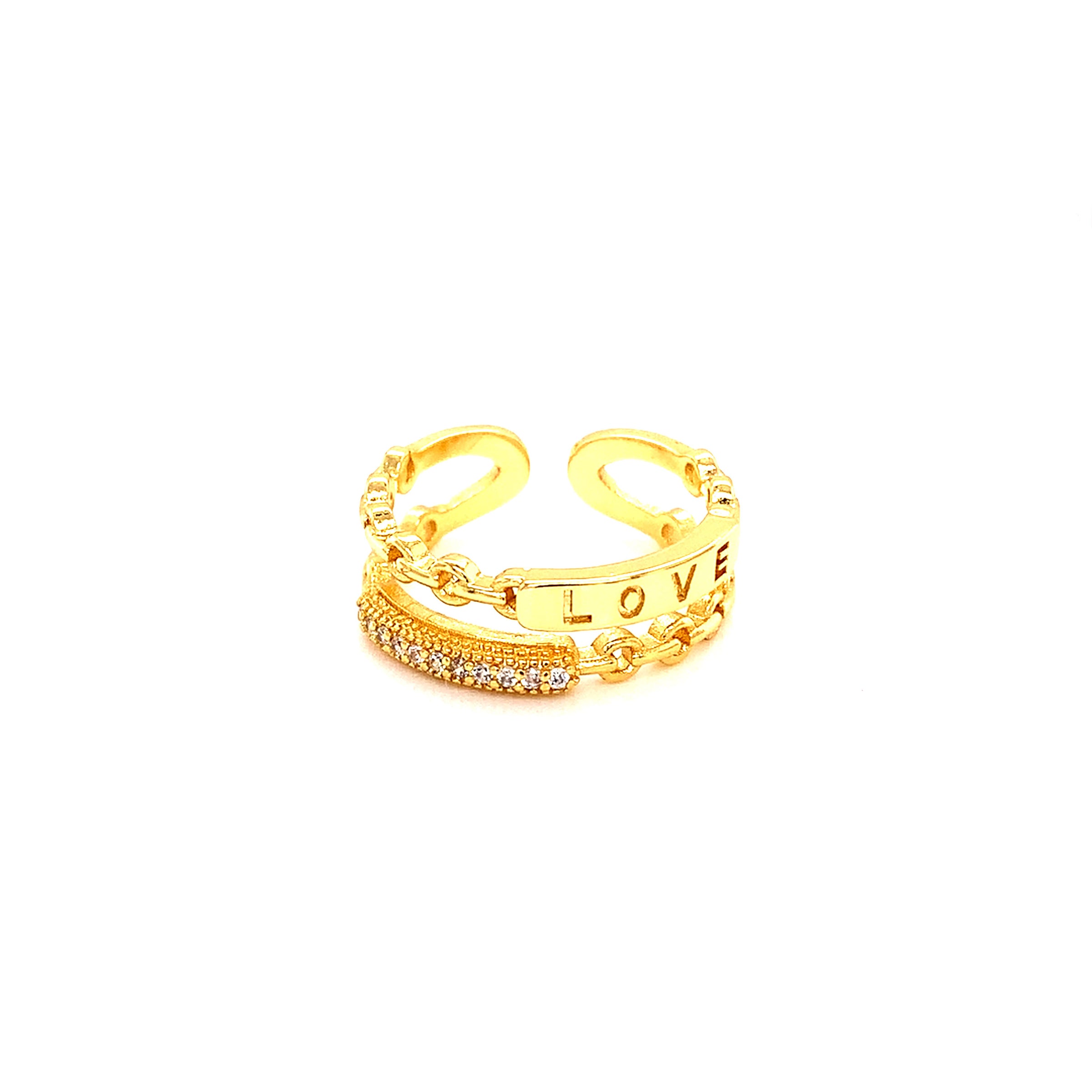 CZ Love Adjustable Ring 