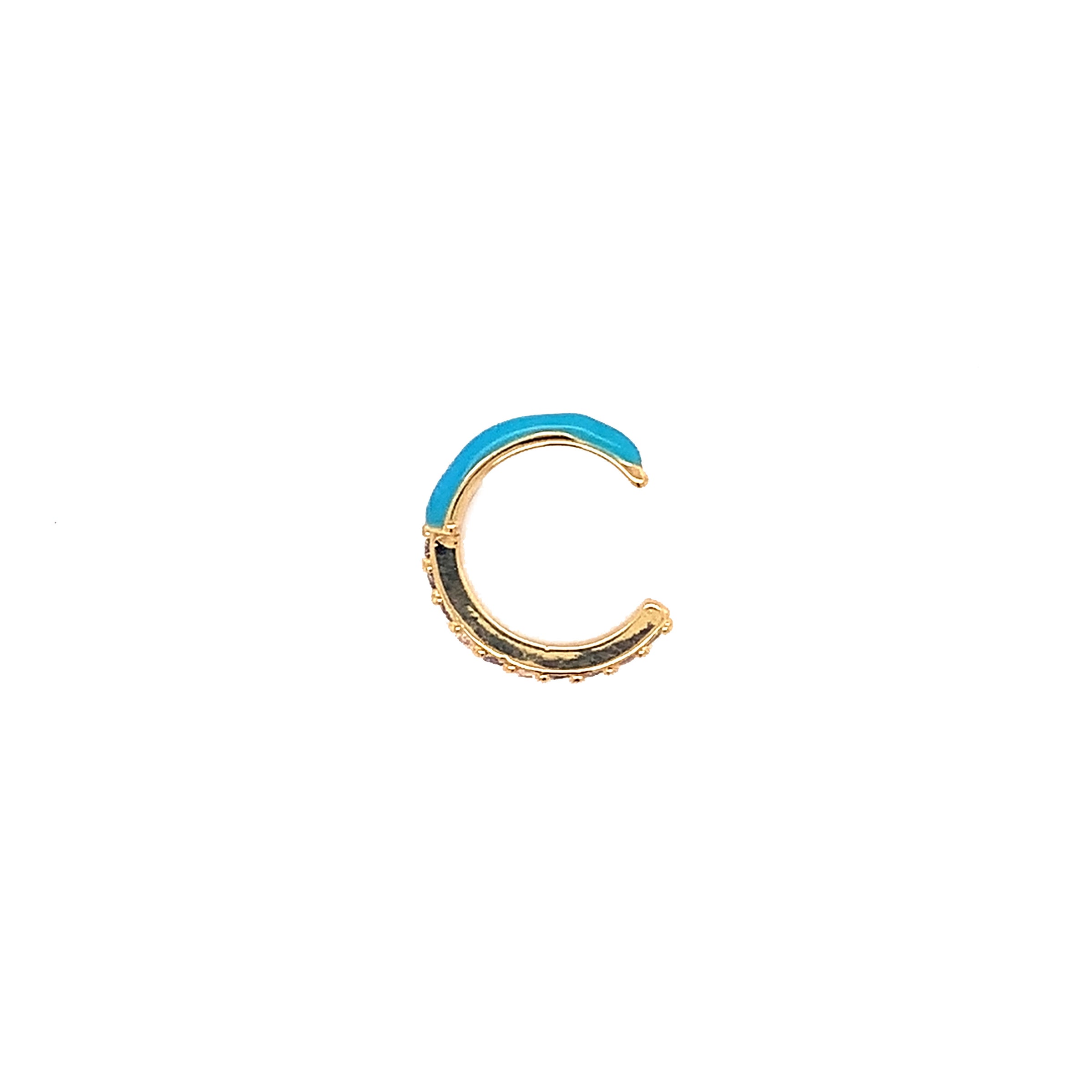 CZ Neon Blue Enamel Ear Cuff - Gold Plated