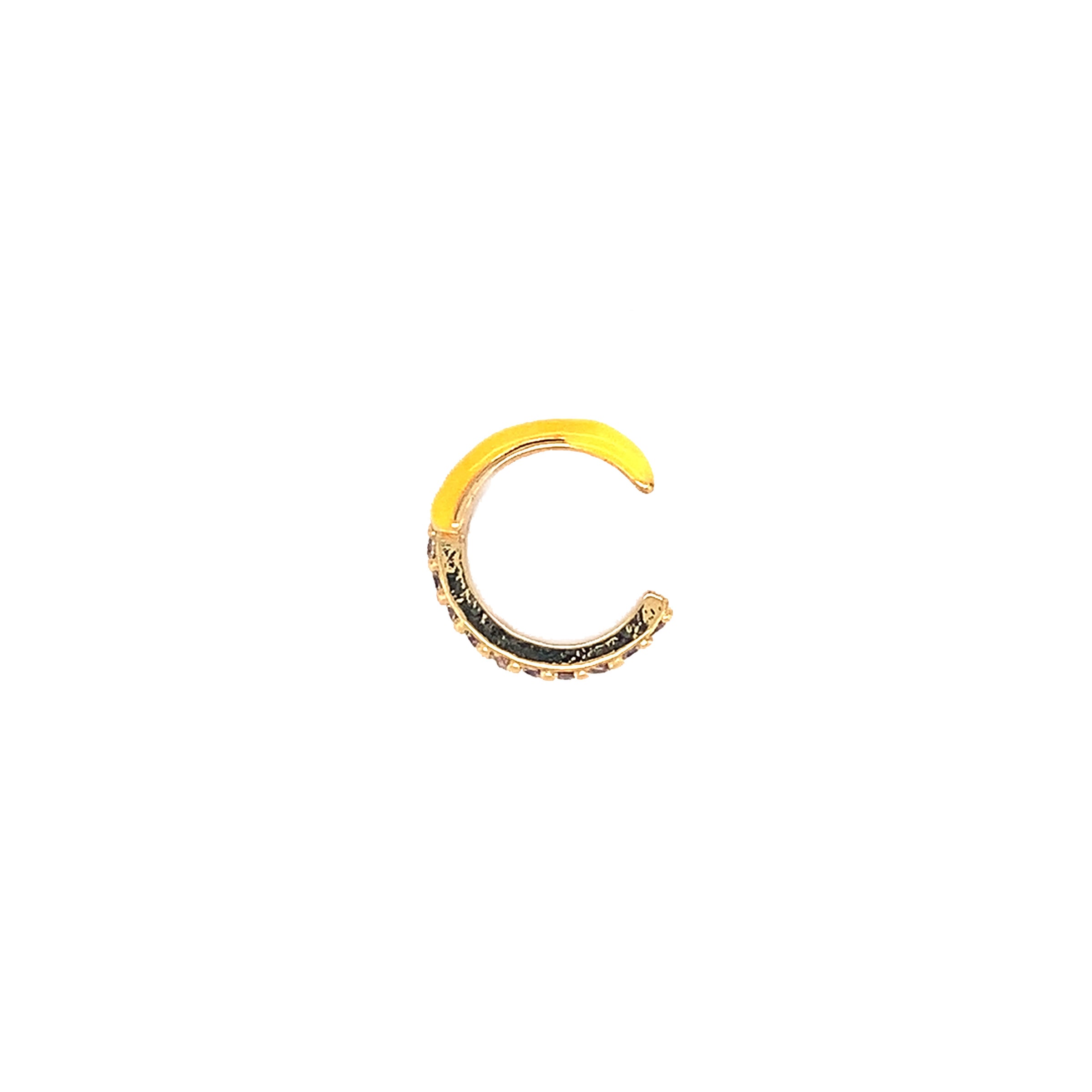 CZ Neon Orange Enamel Ear Cuff - Gold Plated