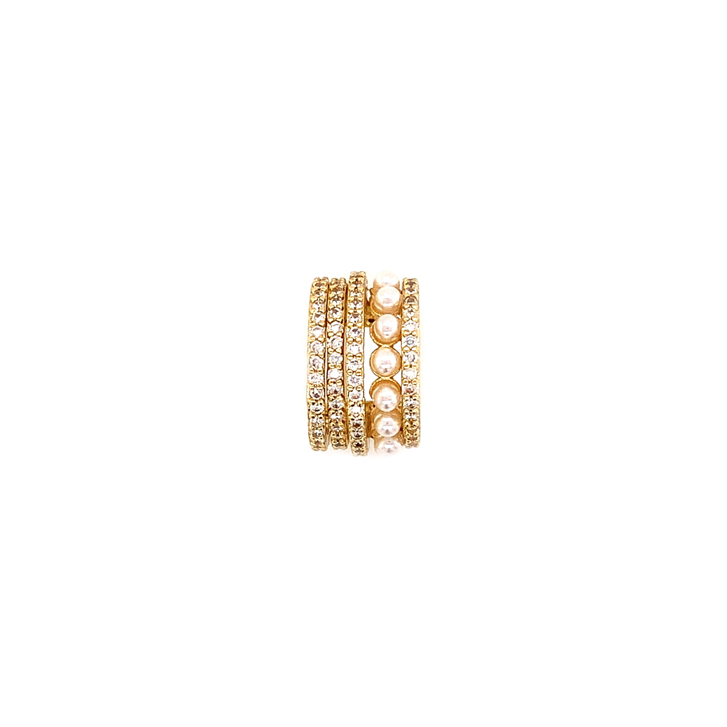 CZ Pearl Dome Ear Cuff - Gold Plated