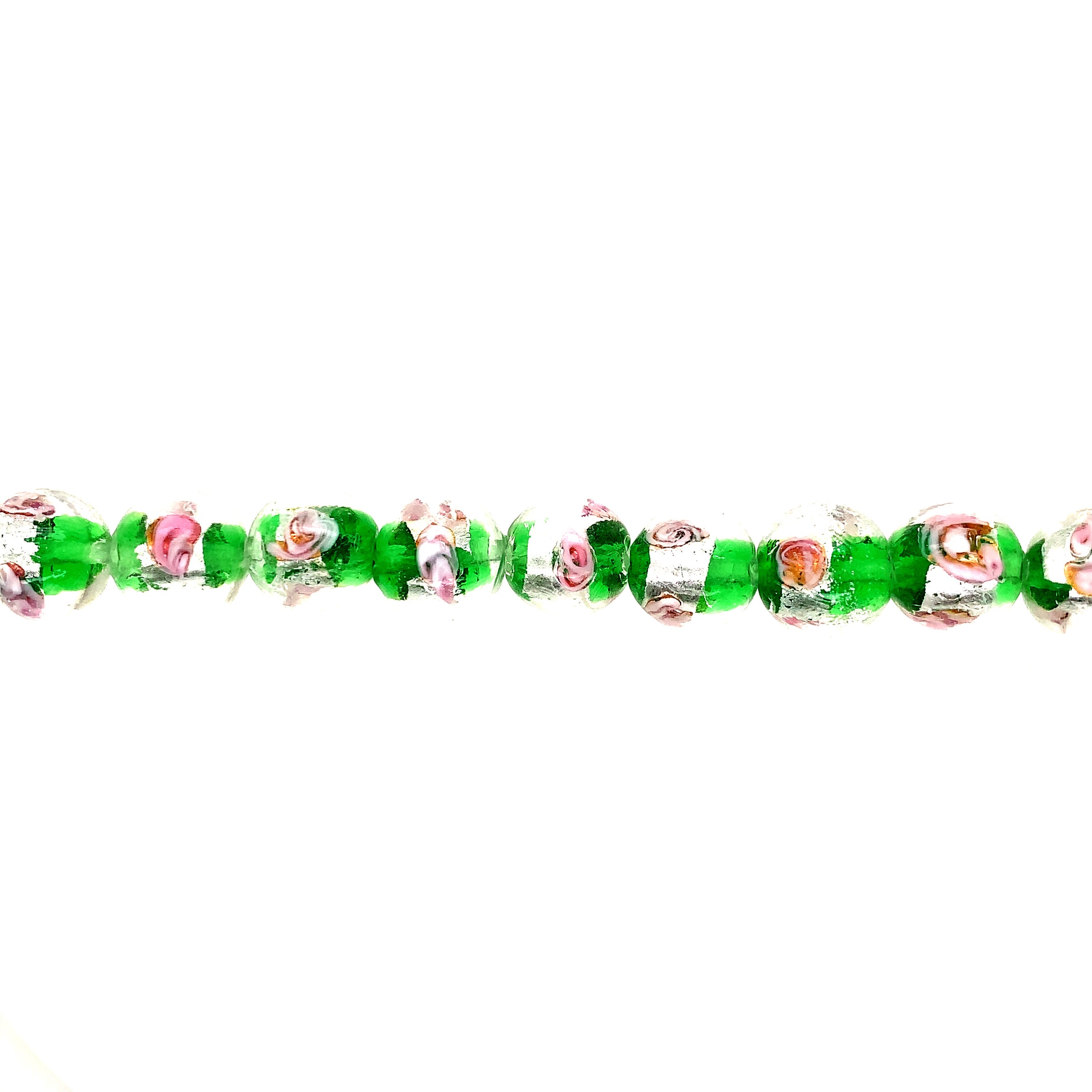Clear/Green Lampwork Flower Beads