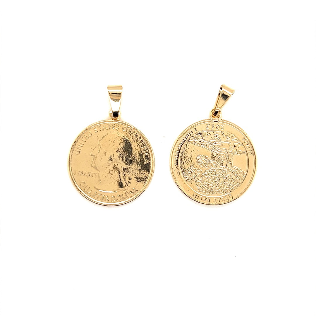 Coin Pendant 27mm  - Gold Filled