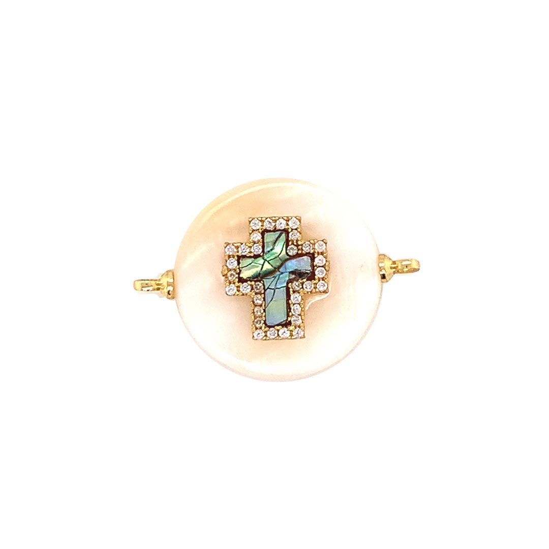 Cross Pearl Connector 27mm - Enamel Plated
