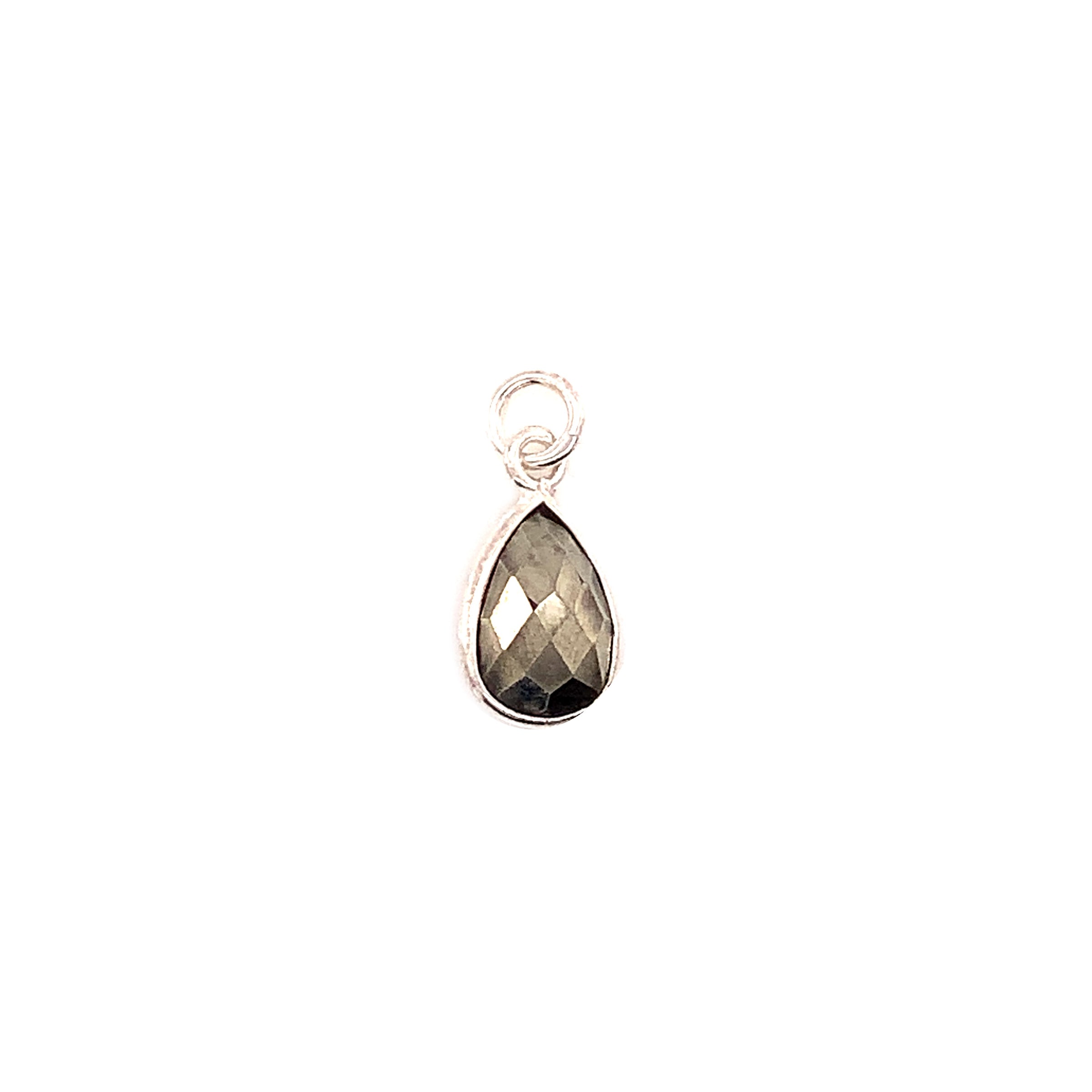 Teardrop Pyrite Pendant - Silver Plated