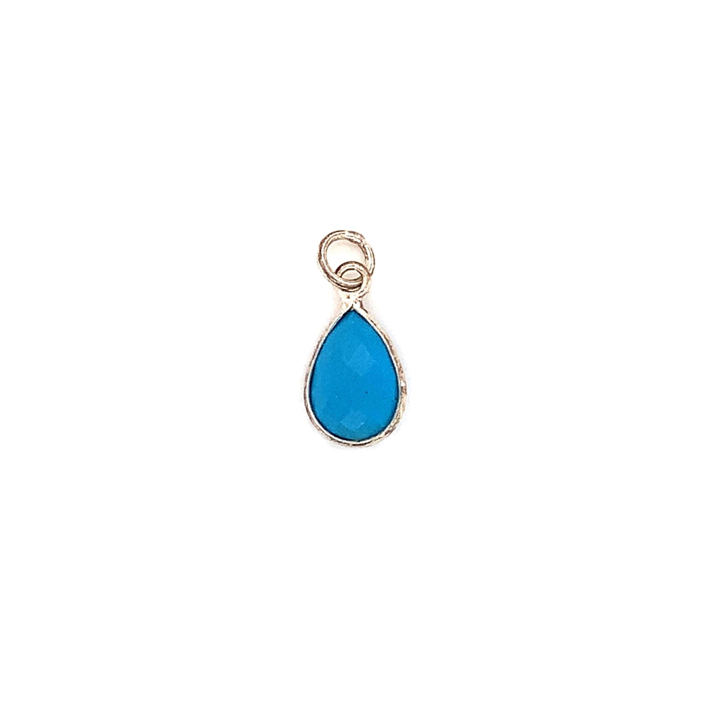 Teardrop Turquoise Pendant - Silver Plated