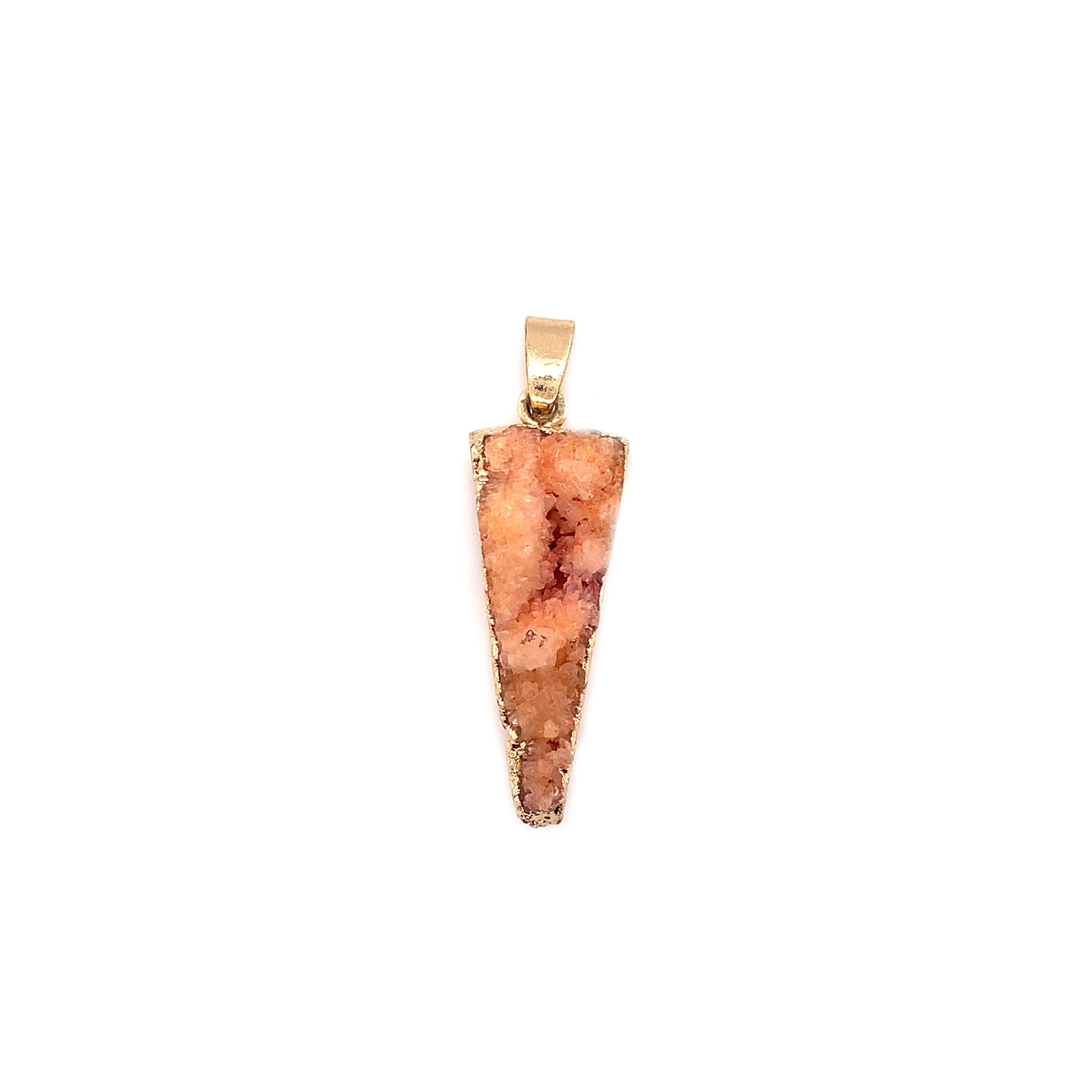 Large Orange Triangle Natural Agate Druzy Pendant
