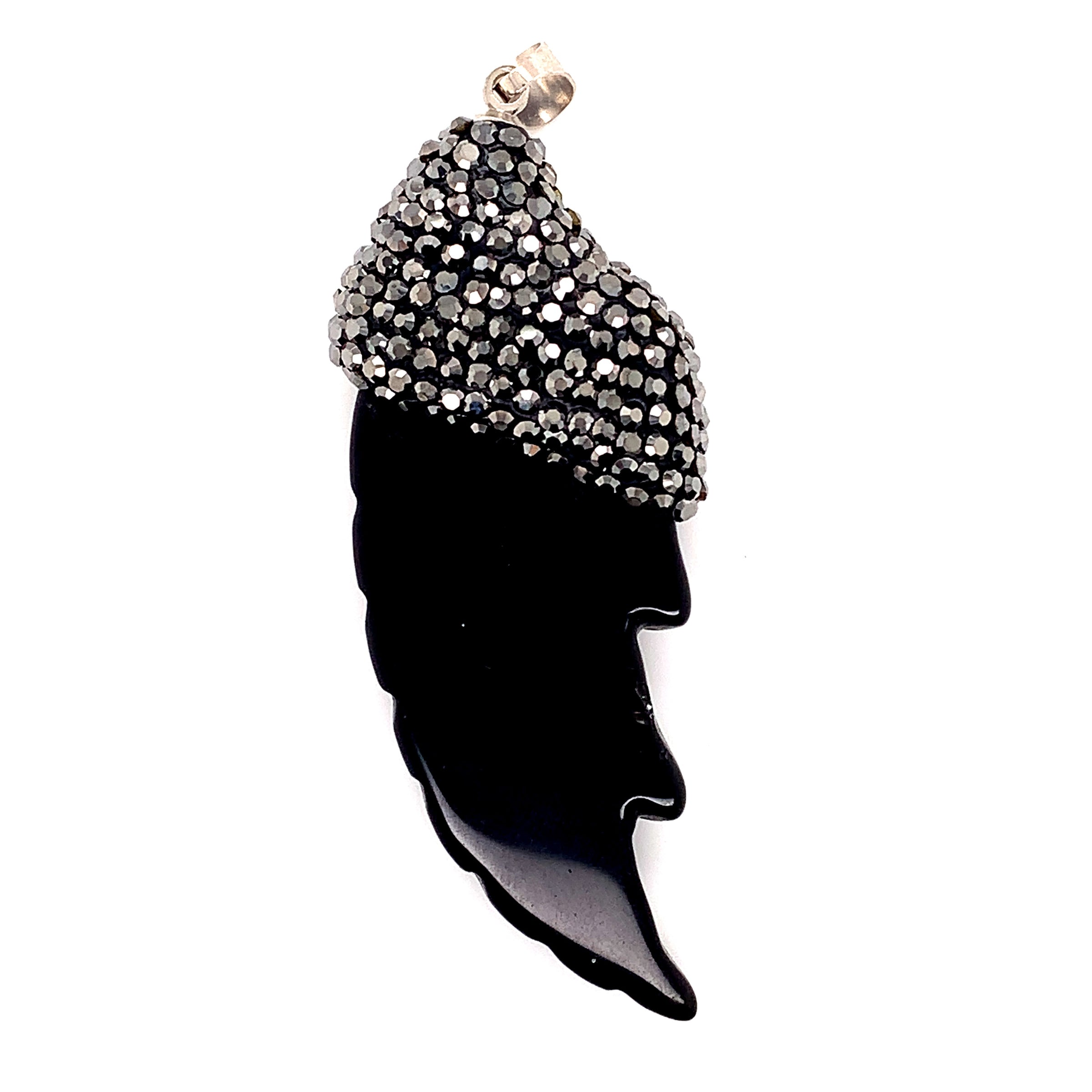 Stone Beads With Crystal - Black