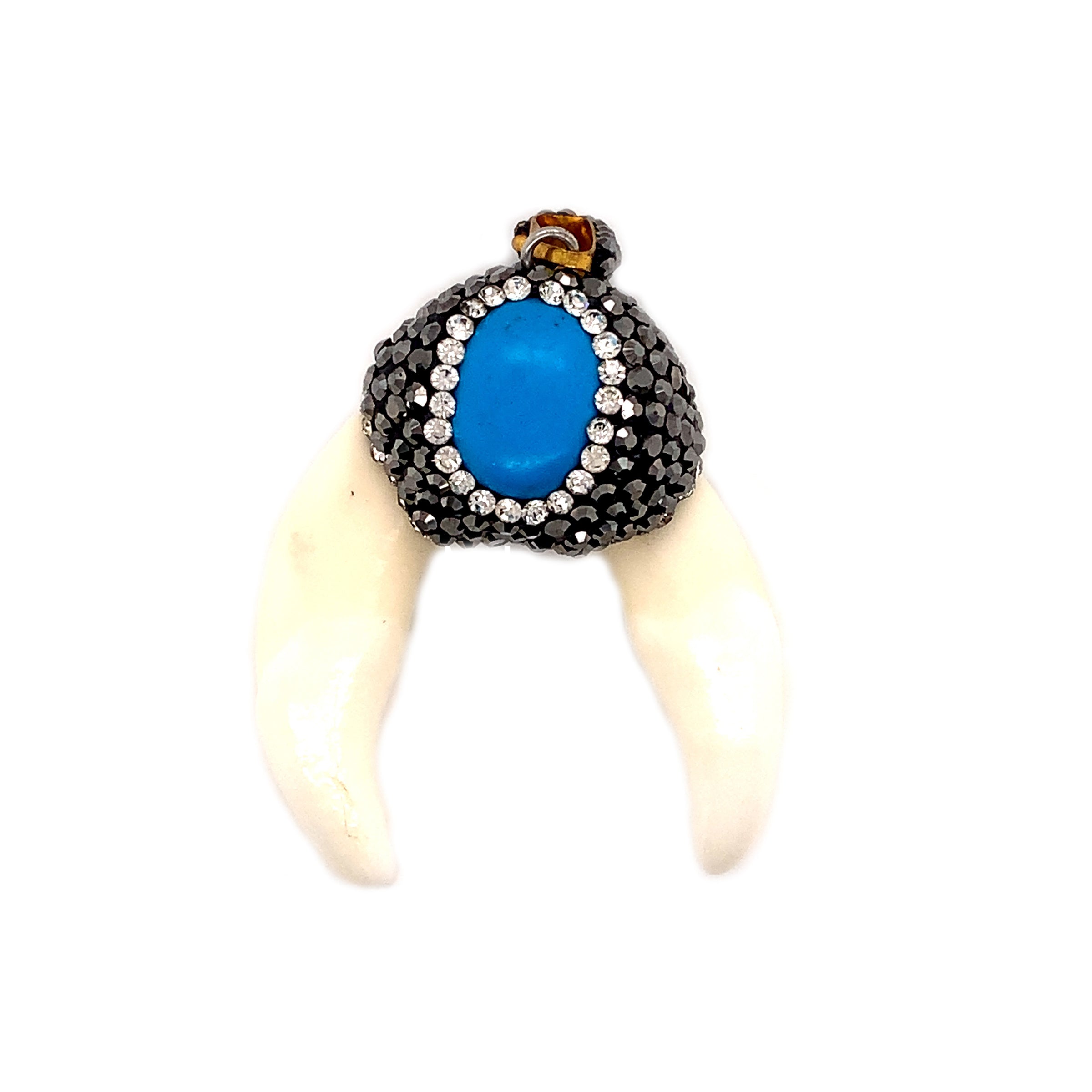 Synthetic Wolf Tooth Pendant with Crystal