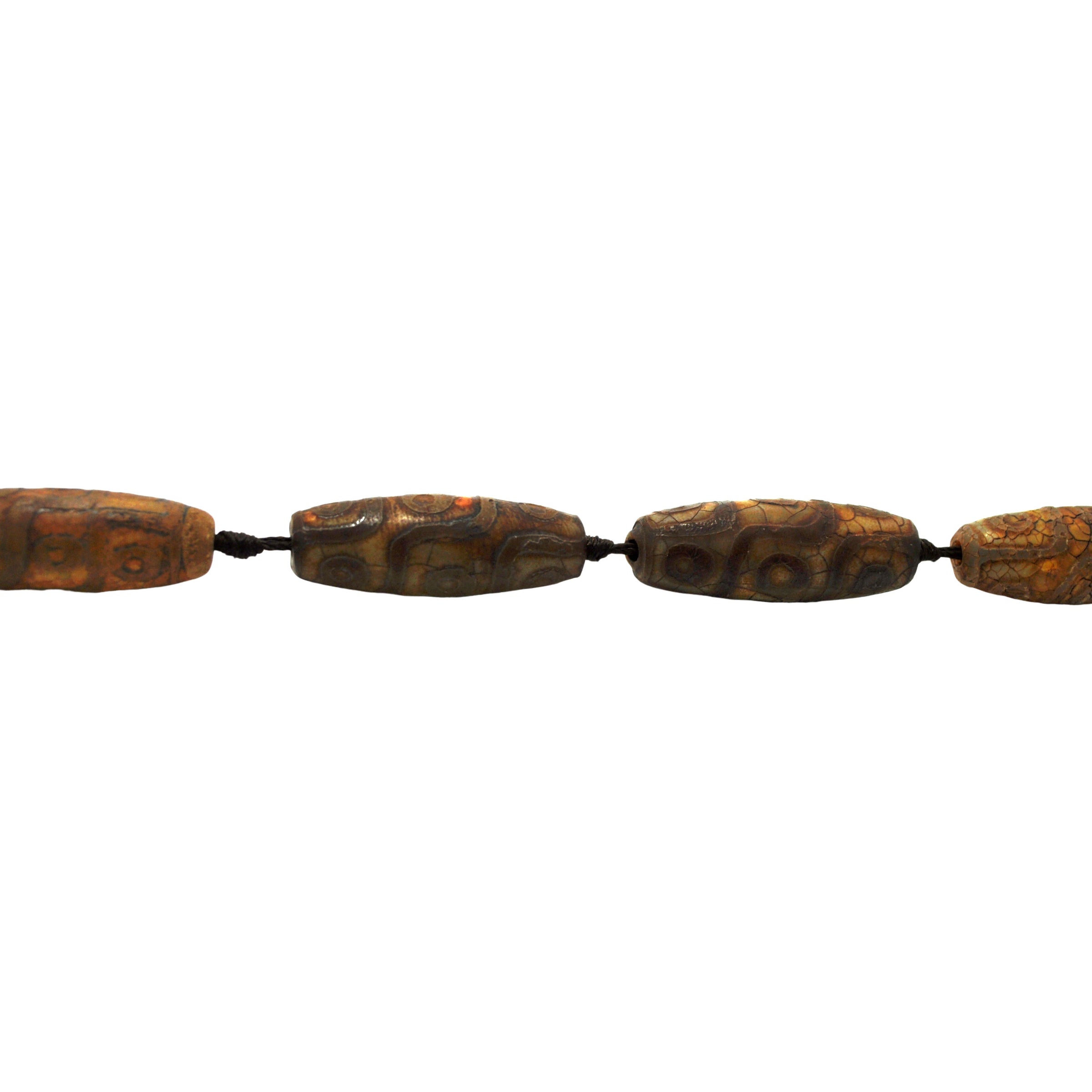 Dark Brown Tibetan Agate Tube Beads 40mm