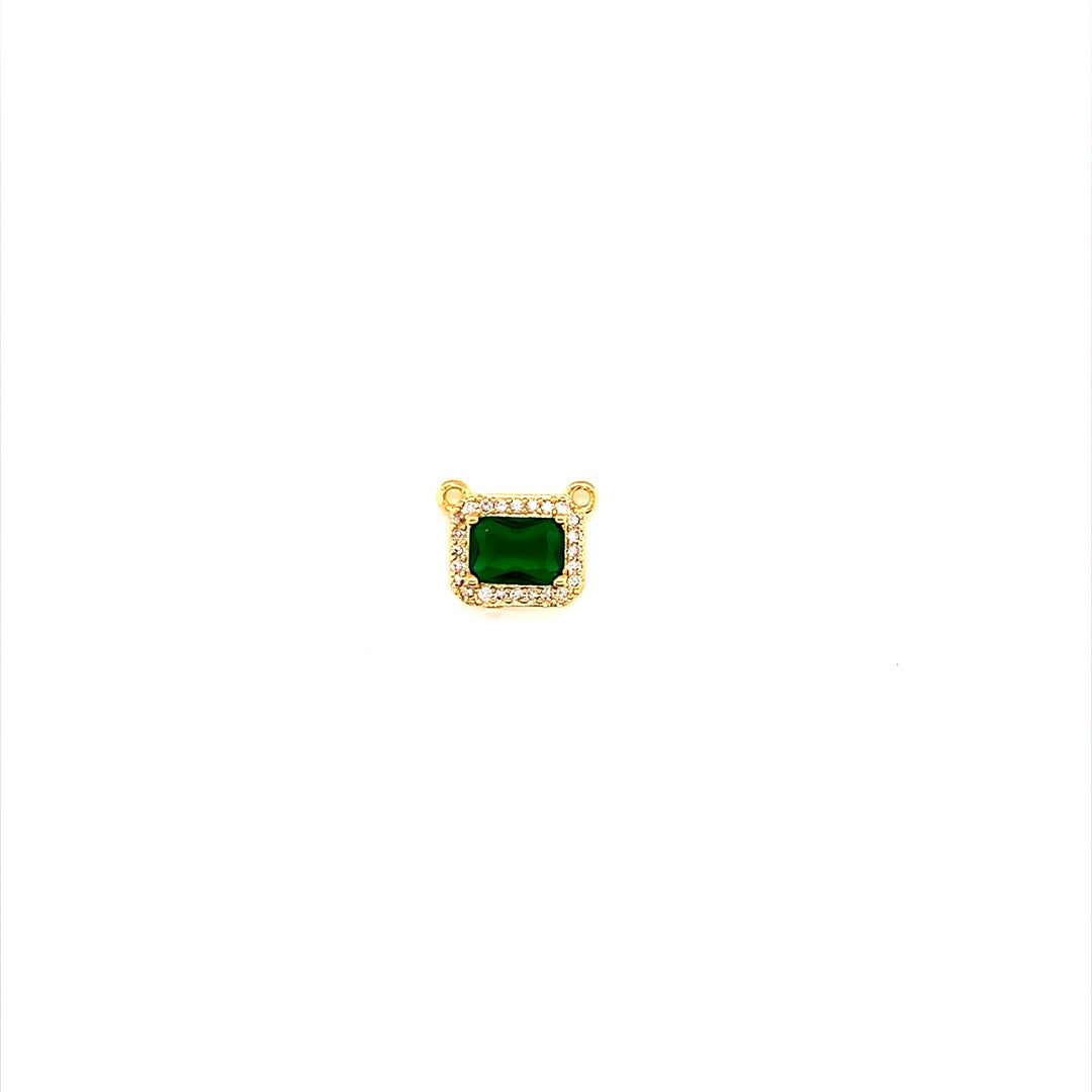 Emerald CZ Connector 12mm - Brass