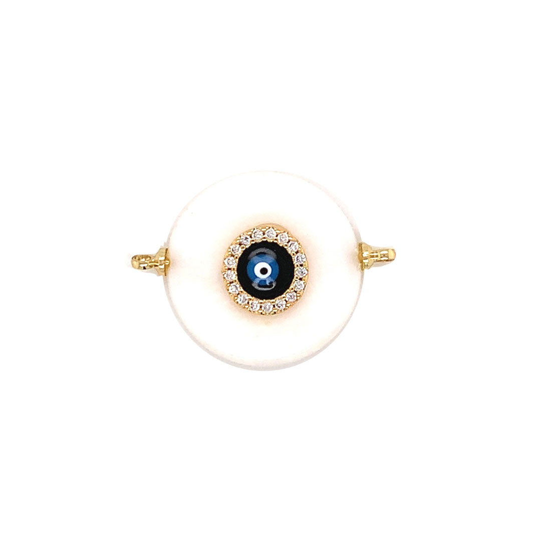Evil Eye Pearl Connector 20mm - Gold Plated