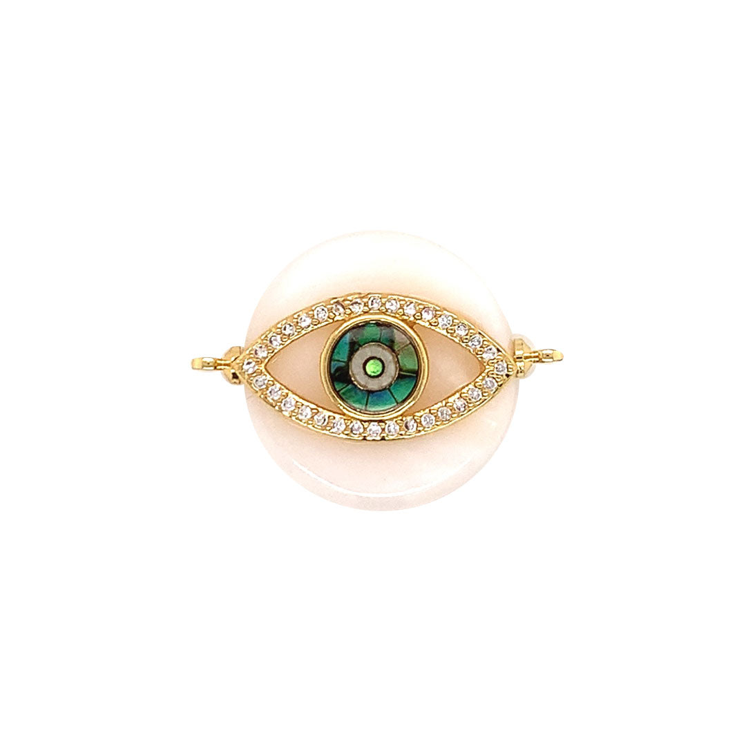Evil Eye Pearl Connector 27mm - Gold Plated