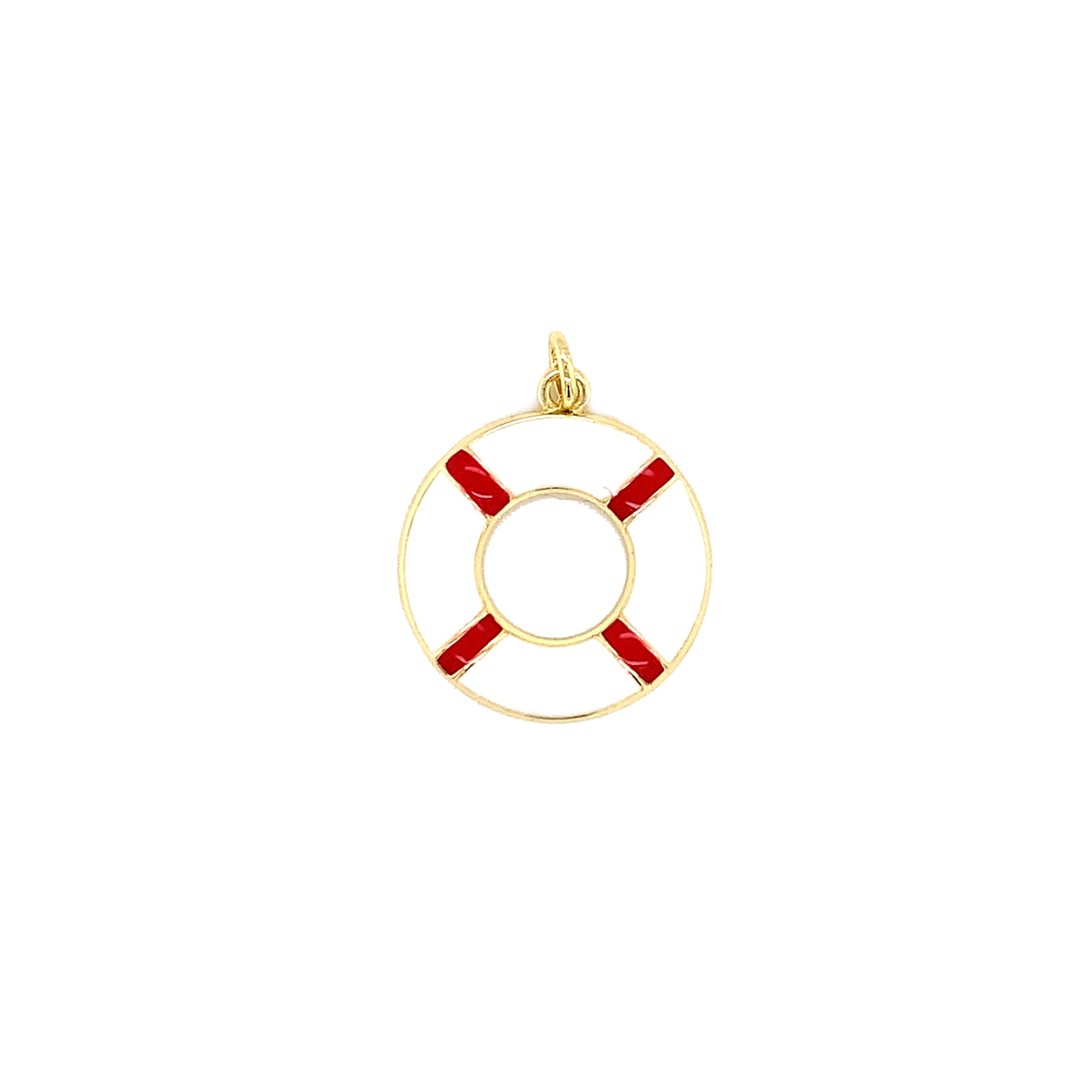 Enamel Life Saver Charm - Gold Plated