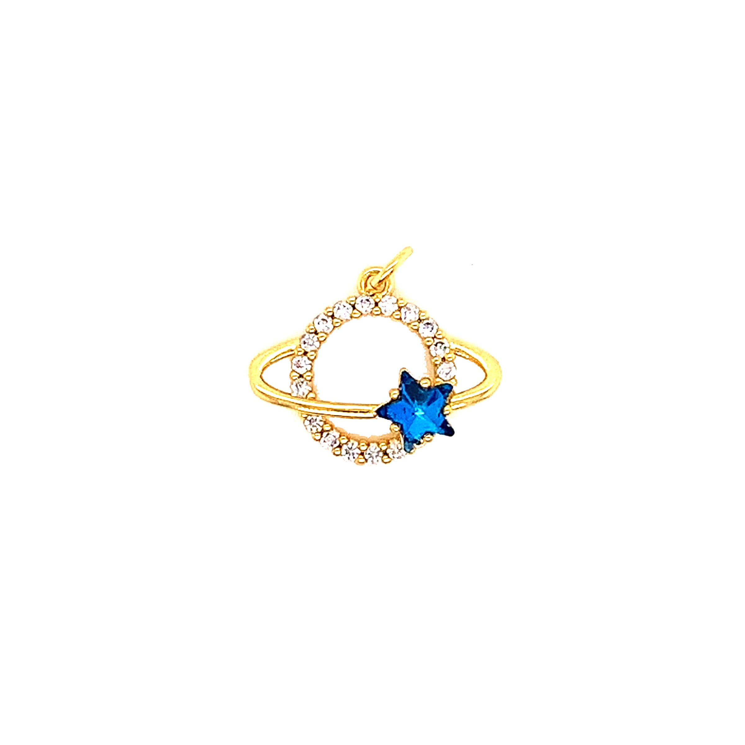 CZ Blue Saturn  - Gold Plated
