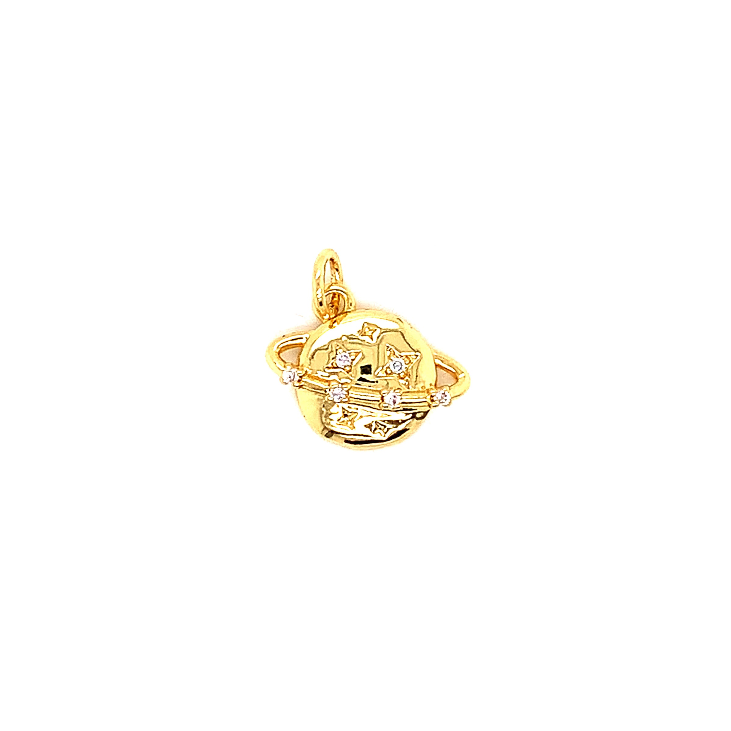 CZ Saturn Charm - Gold Plated